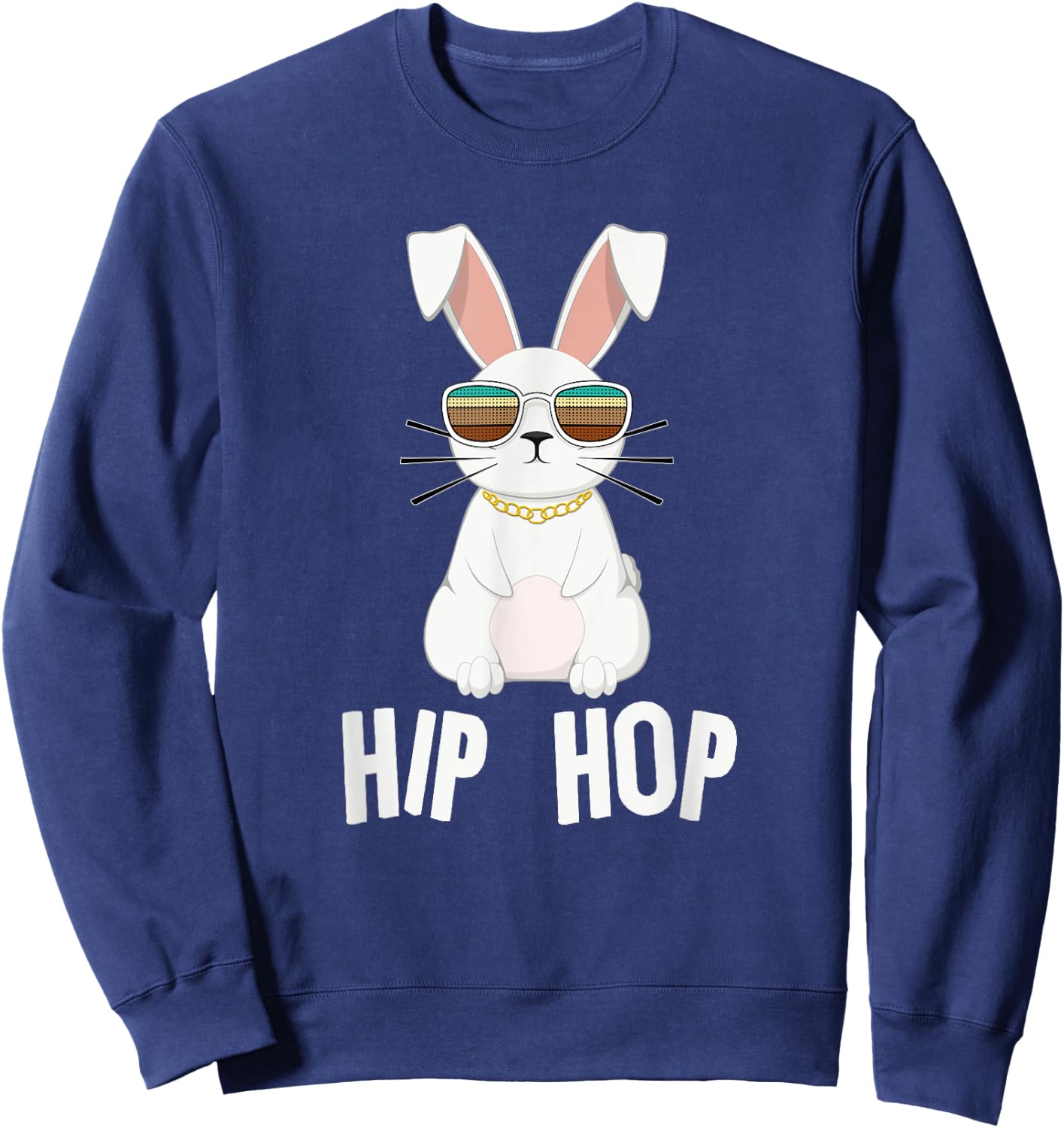 Hippity Hip Hop Bunny T Shirt Toddler Easter Bunny Rap Shirt Sweatshirt - Sweatshirt | Navy