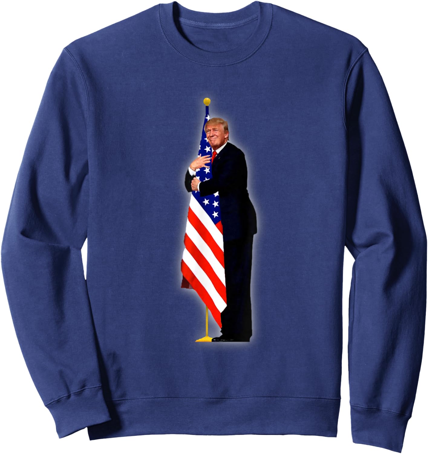 Funny Cute Trump Hug America Flag Sweatshirt - Sweatshirt | Navy