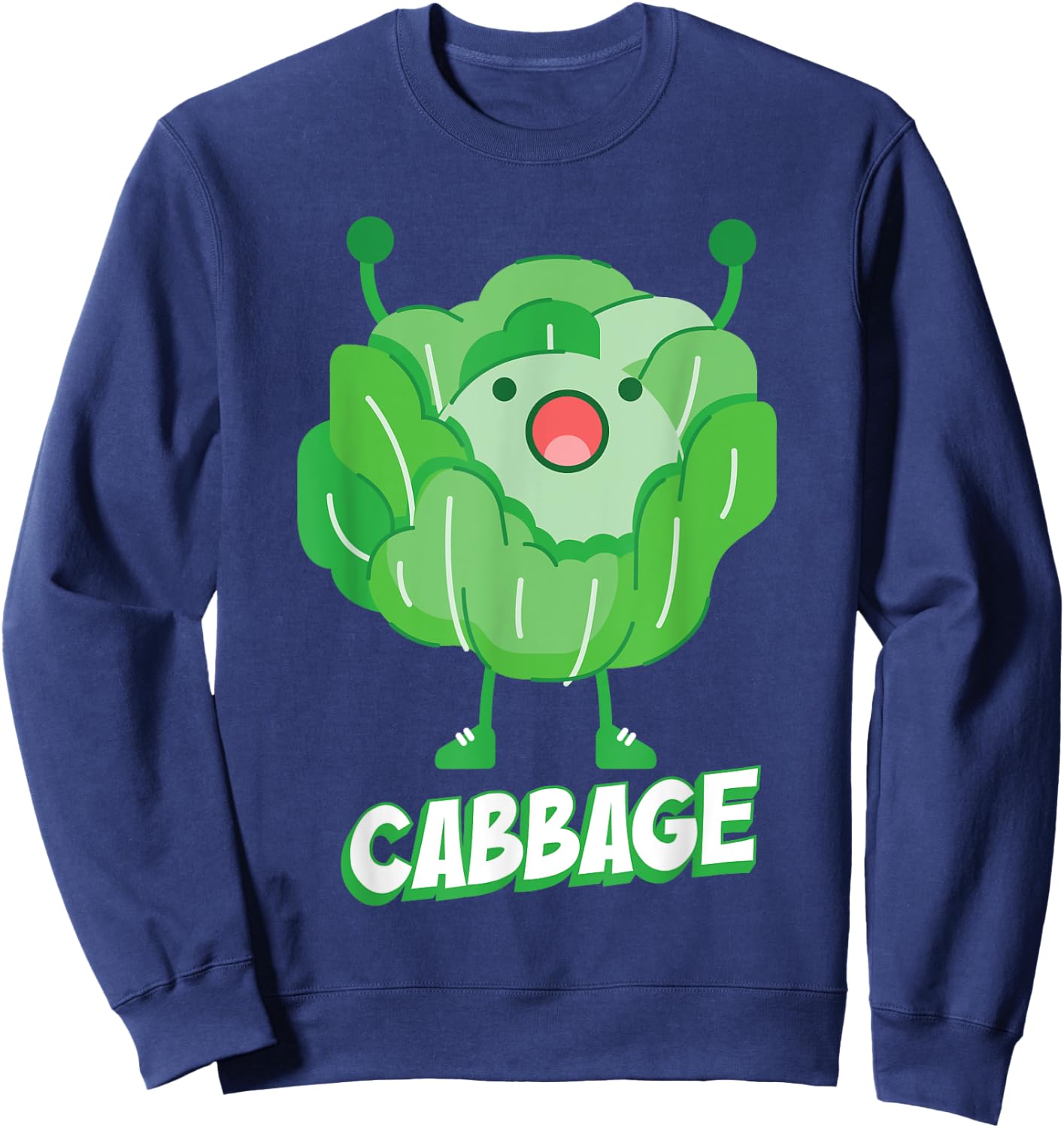 Funny Cabbage with Arms Healthy Vegetables Cabbage Sweatshirt - Sweatshirt | Navy