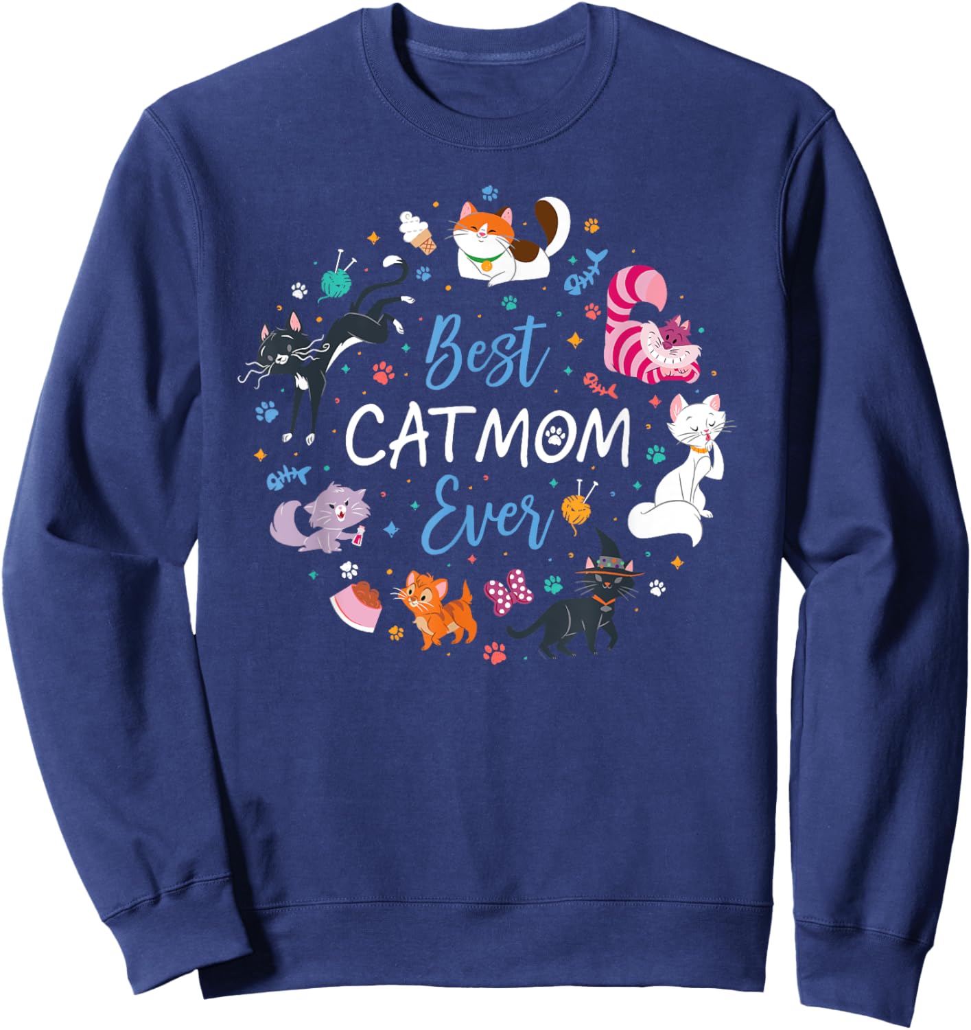 Disney Pet Parent Mother’s Day Disney Cats Best Cat Mom Ever Sweatshirt - Sweatshirt | Navy