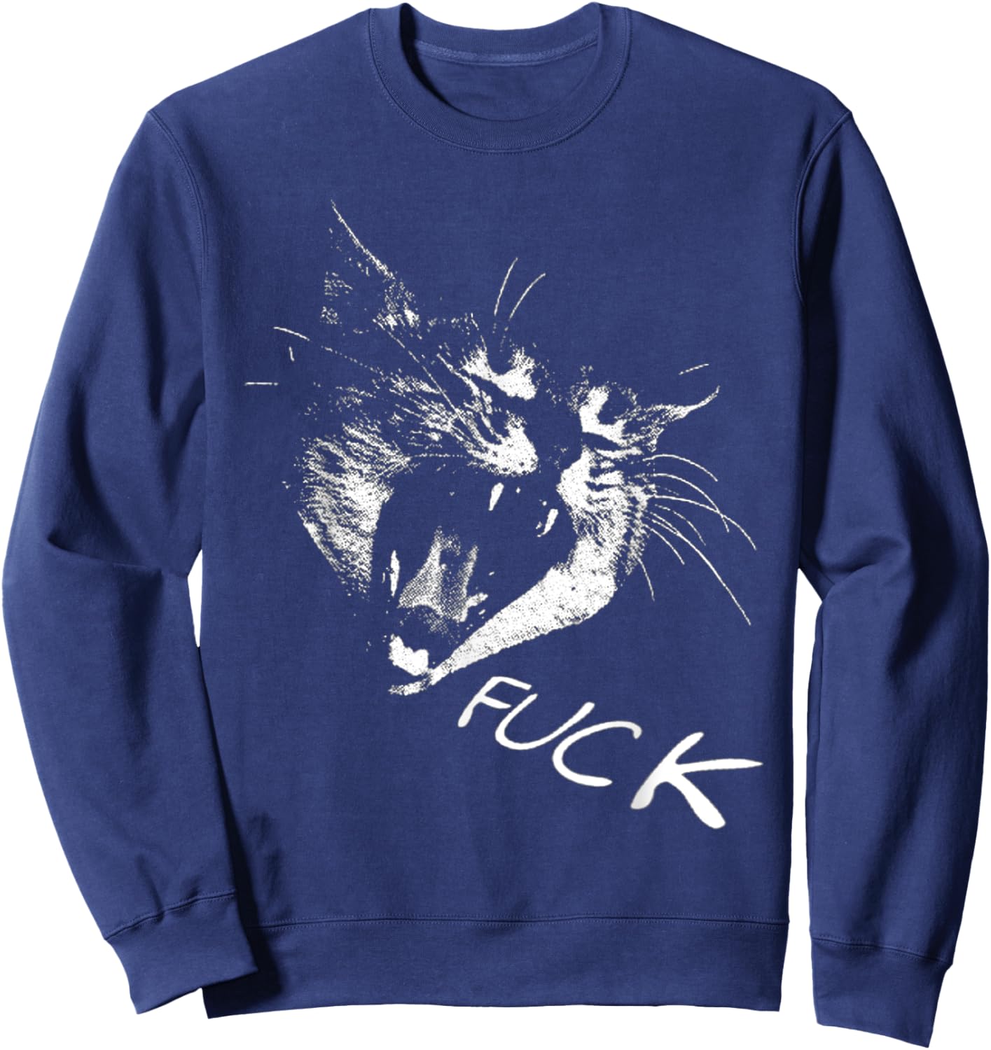 Angry - Screaming Cat - Fuck Yelling Art Women Sweatshirt - Sweatshirt | Navy