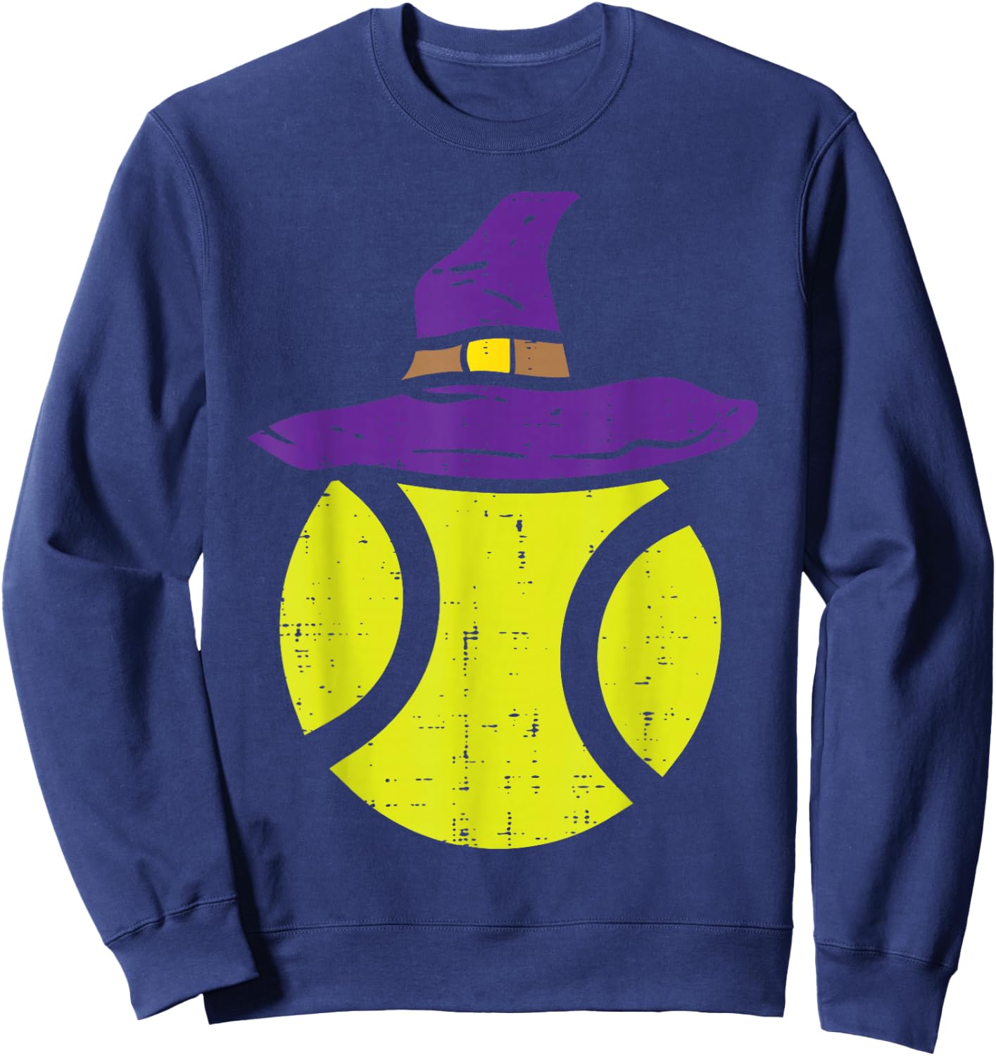 Tennis Ball Witch Hat Funny Halloween Sport Player Gift Sweatshirt - Sweatshirt | Navy