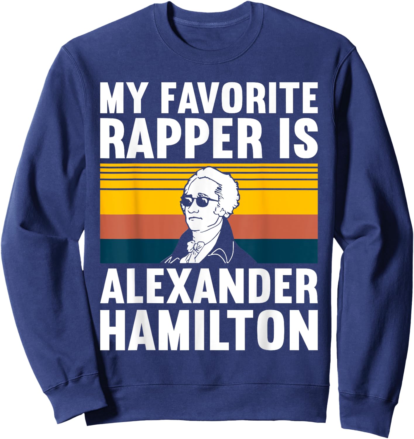 Must Love History Men's Retro Hamilton , Black, Small Sweatshirt - Sweatshirt | Navy