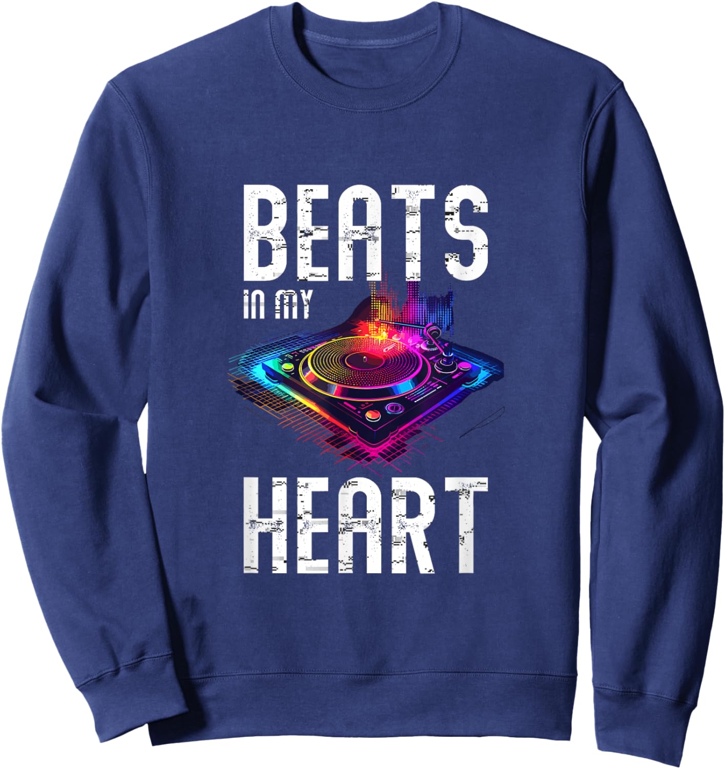 Beats In My Heart Colorful Music Vibes Sweatshirt - Sweatshirt | Navy