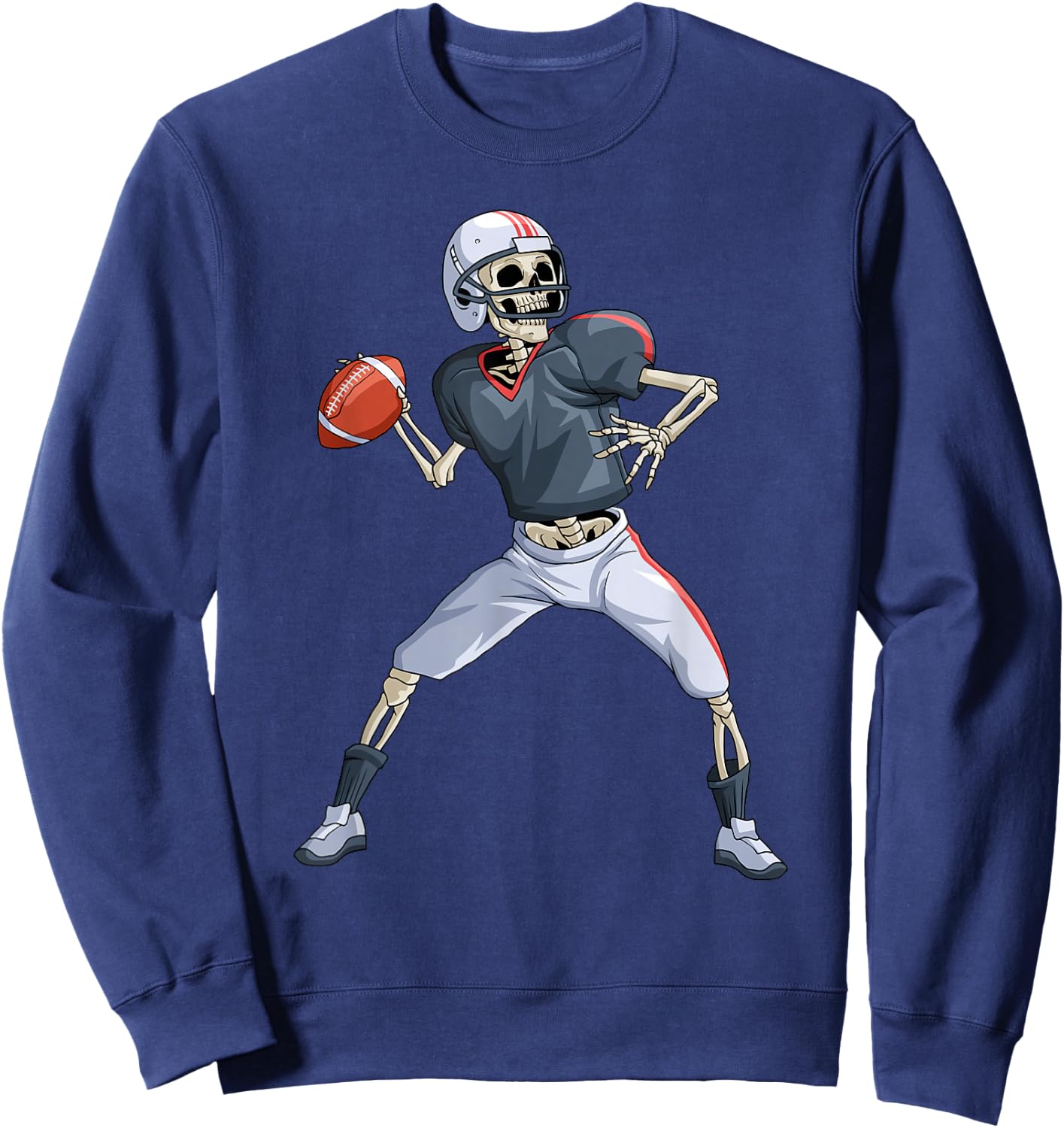American Football Skeleton Quarterback Halloween Football Sweatshirt - Sweatshirt | Navy