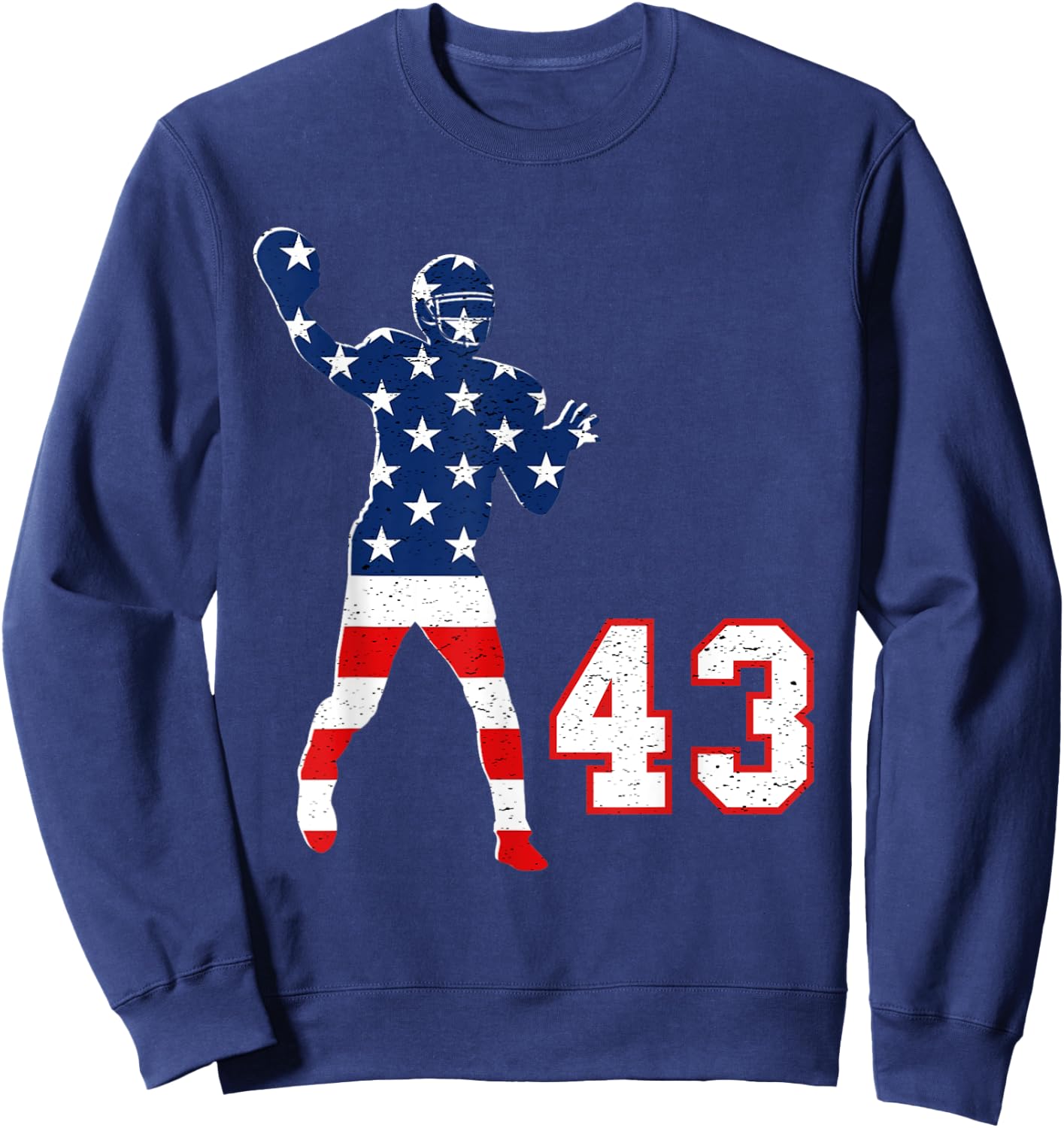 Football number 43 with American USA flag Sweatshirt - Sweatshirt | Navy