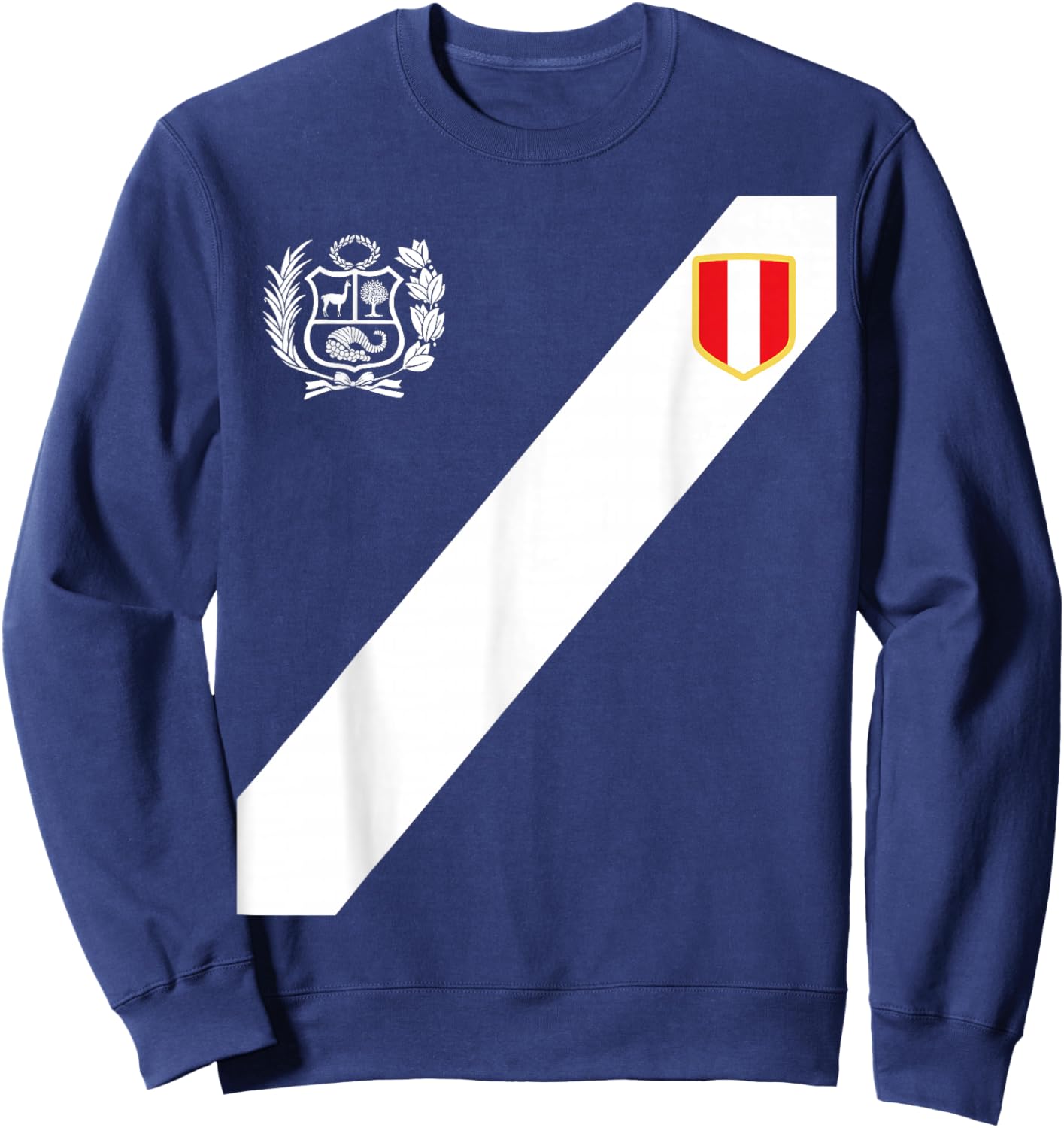 Peru Red Shirt Peruvian Flag Escudo Retro Soccer Peru Sweatshirt - Sweatshirt | Navy