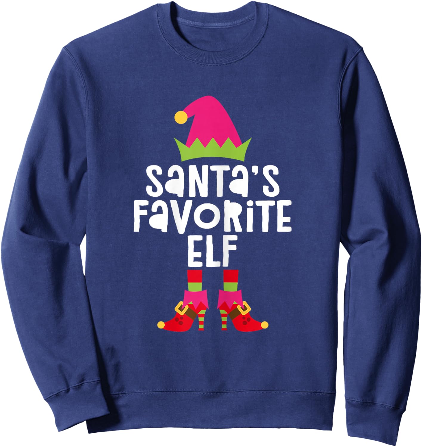 Santa's Favorite Elf Shirt Women Girl Matching Christmas Elf Sweatshirt - Sweatshirt | Navy