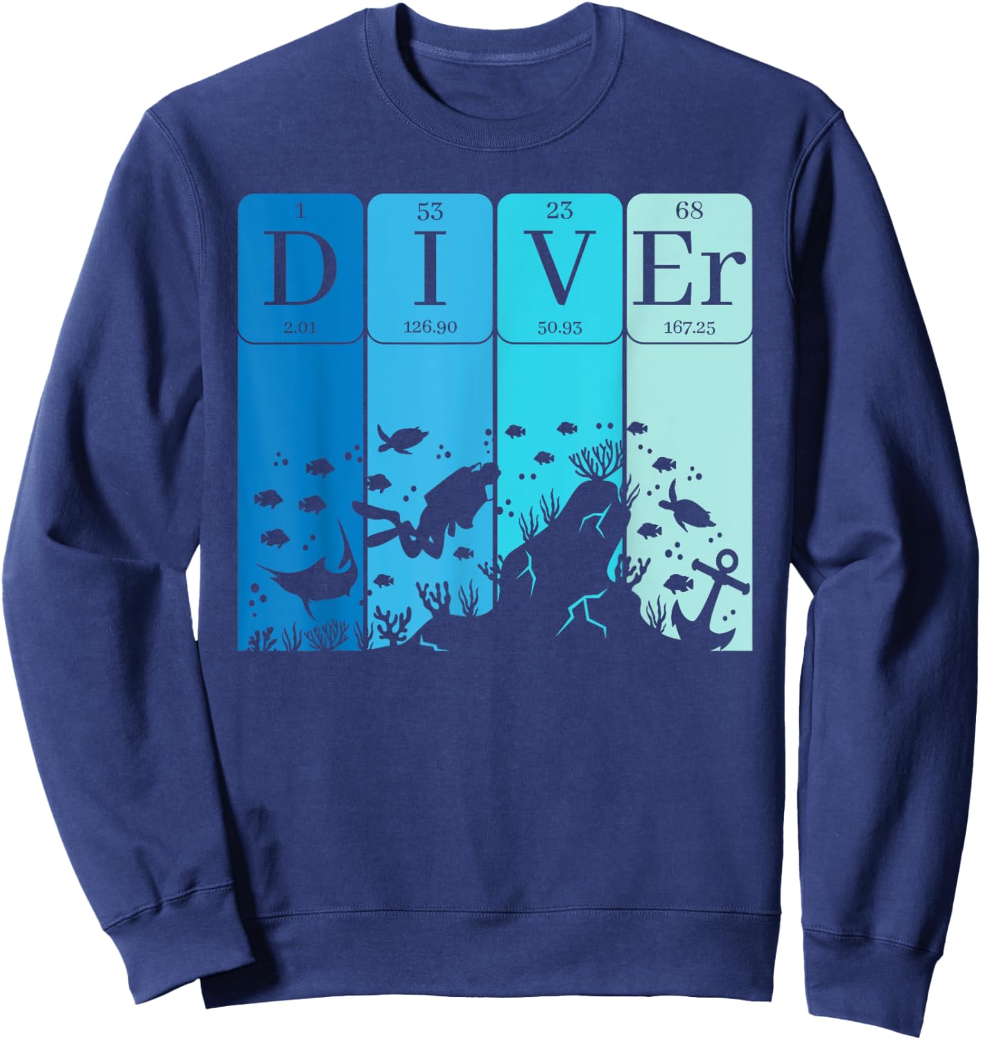 Diver Periodic Table Scuba Diving Enthusiast Sweatshirt - Sweatshirt | Navy