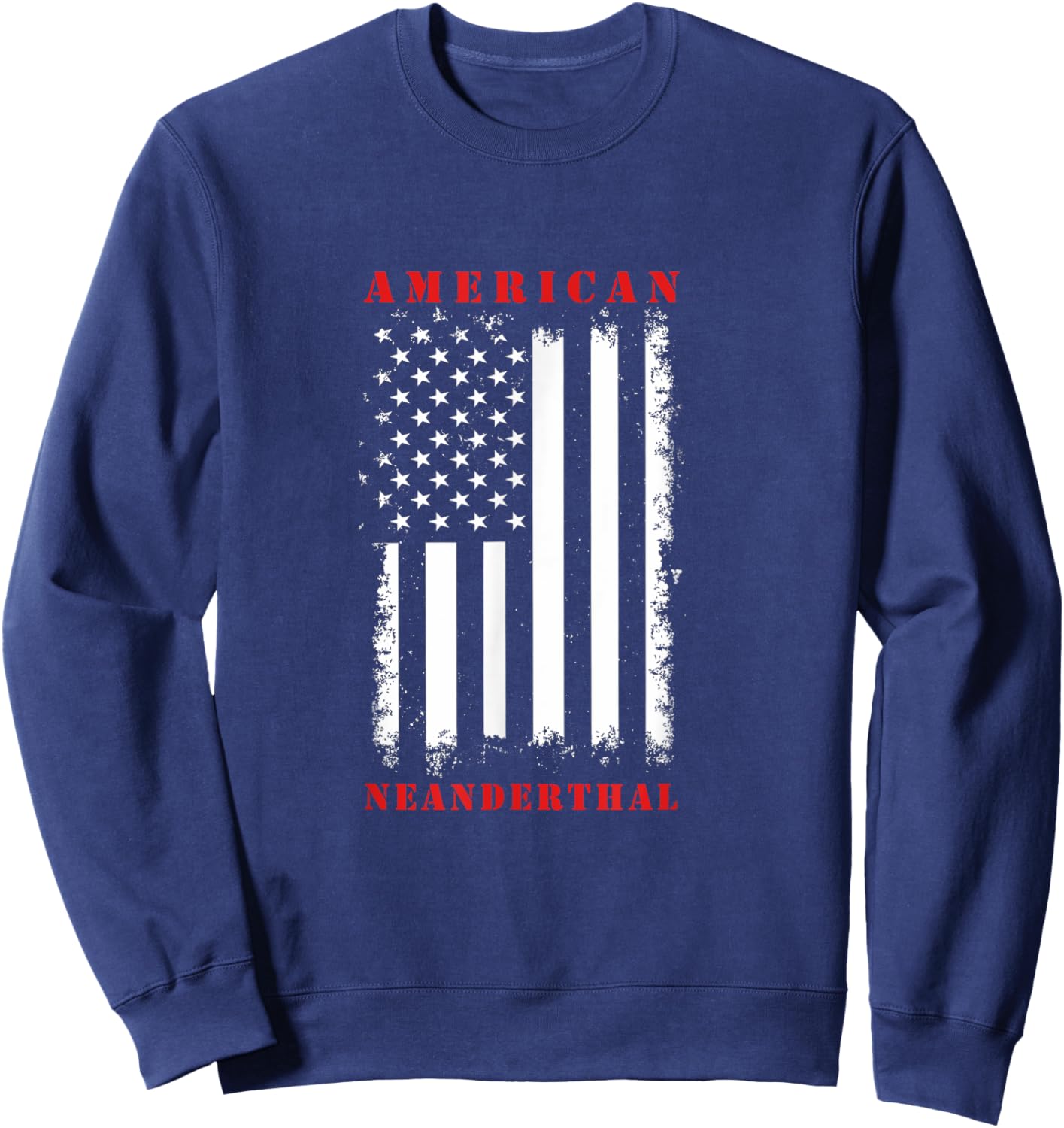 4th Of July US Flag Caveman American Neanderthal Sweatshirt - Sweatshirt | Navy