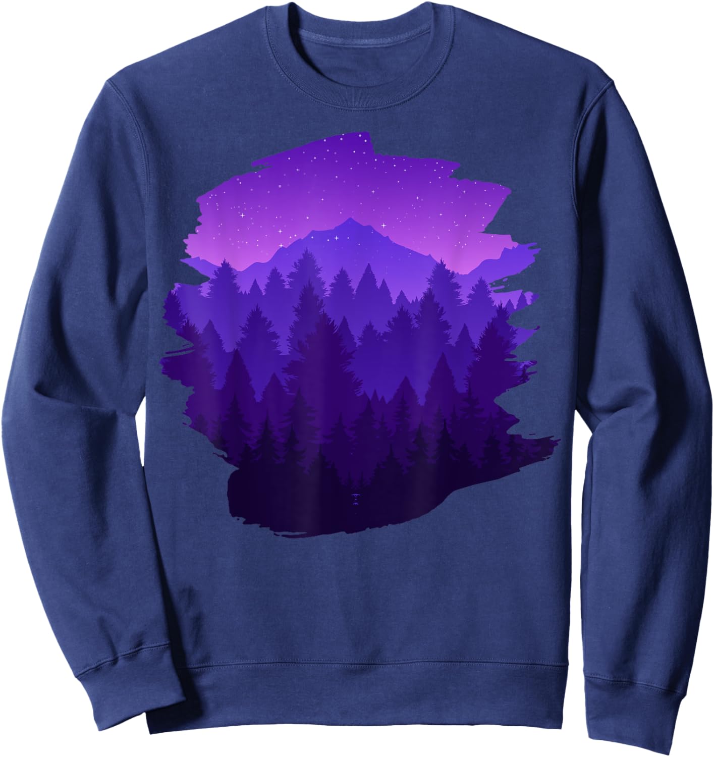 Mountain, Nature Trees and Forest by Night Sweatshirt - Sweatshirt | Navy