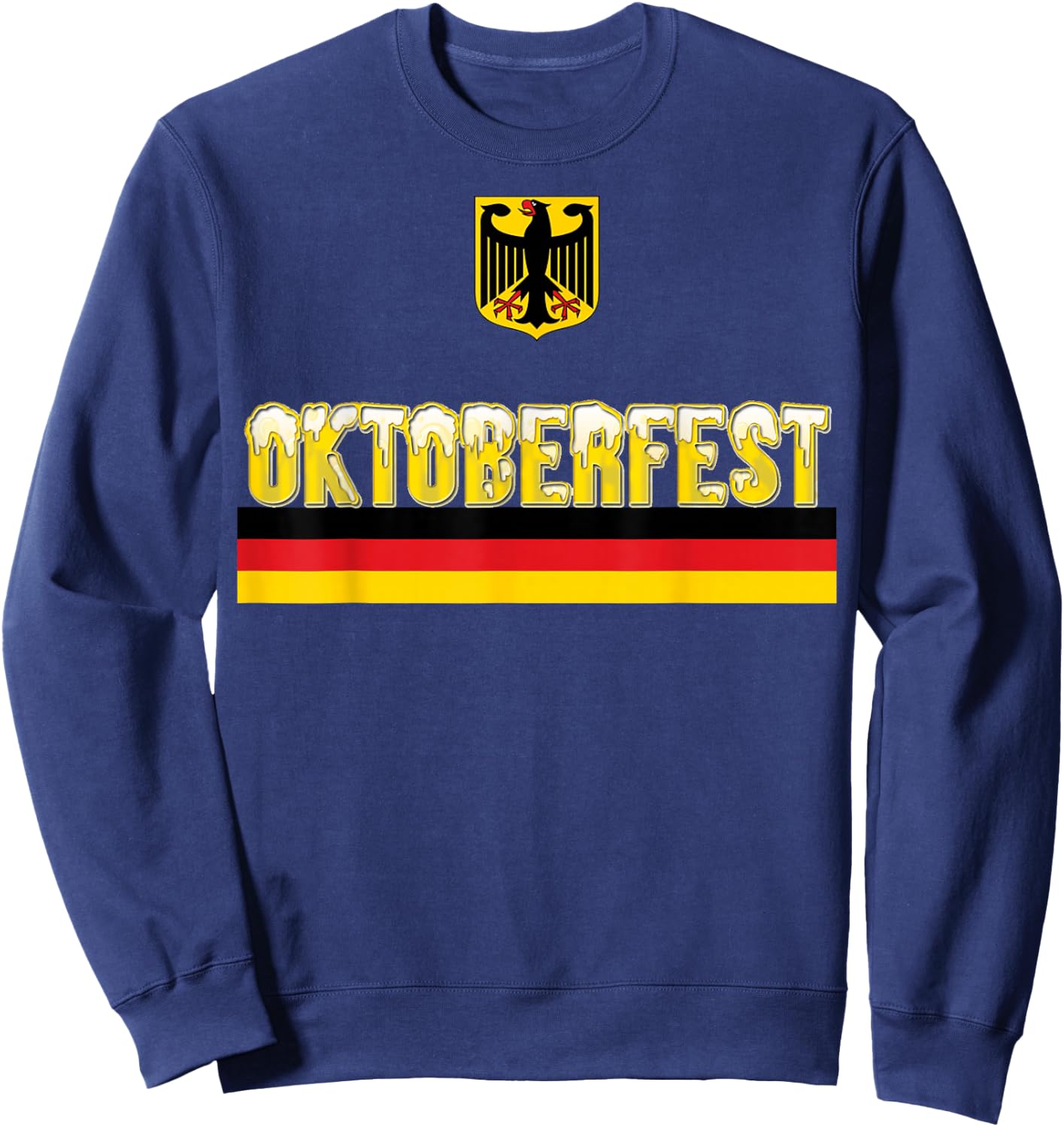 Oktoberfest Beer Foam German Flag and Eagle Emblem Sweatshirt - Sweatshirt | Navy