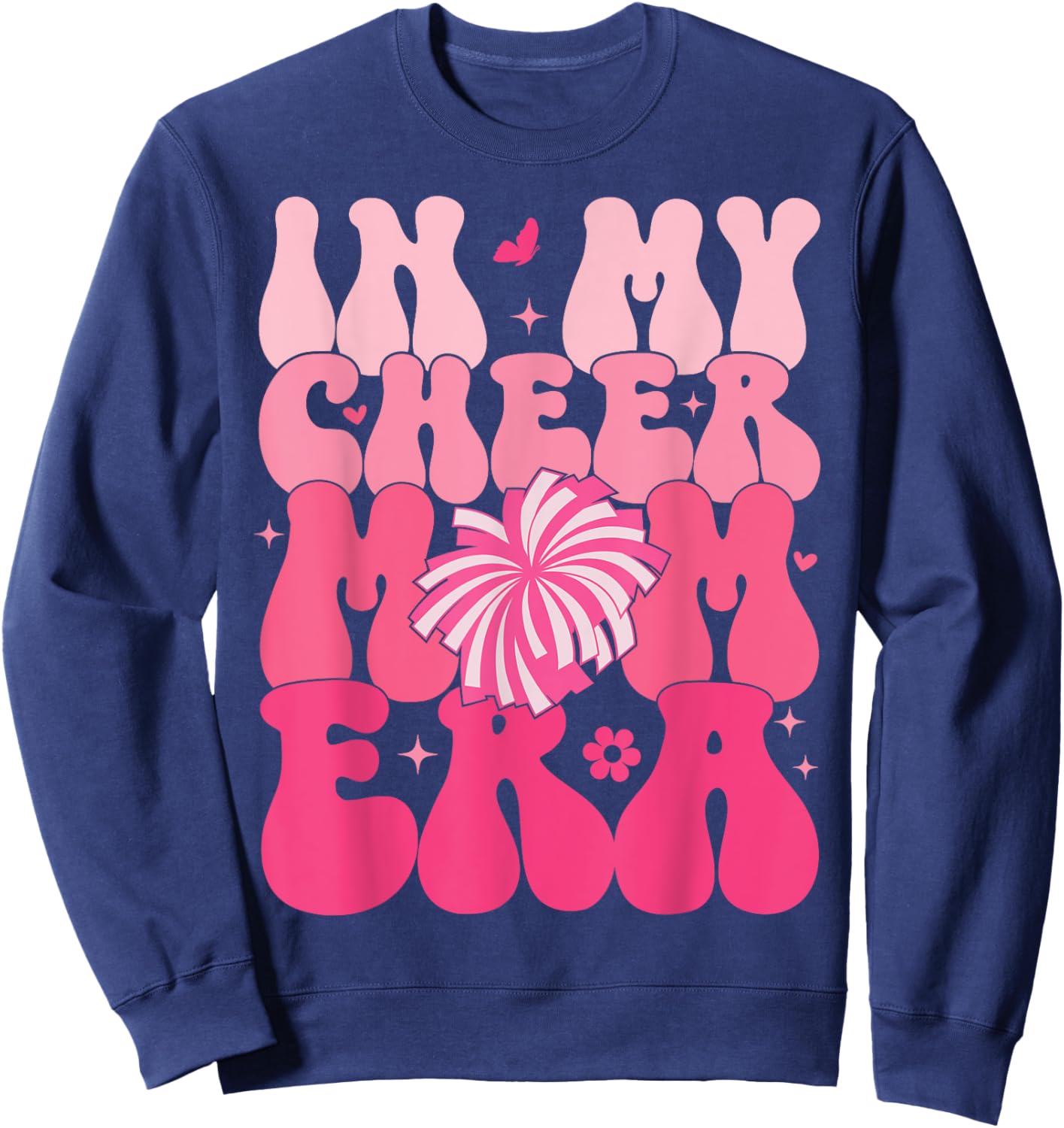 In My Cheer Mom Era Groovy Cheerleading Football Mom Women Sweatshirt - Sweatshirt | Navy