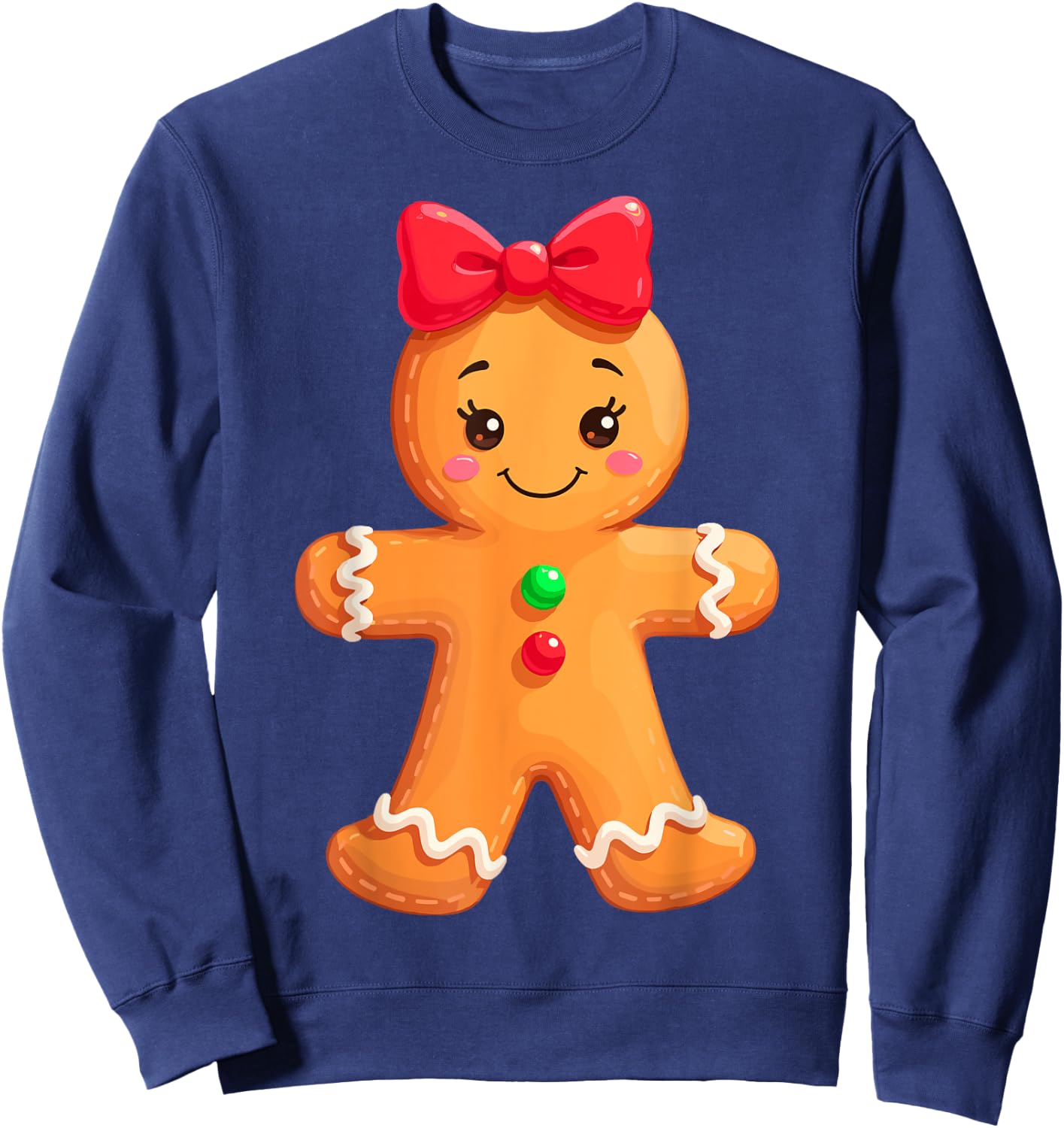 Funny Gingerbread Girl & Boy Christmas Couple Matching Girls Sweatshirt - Sweatshirt | Navy