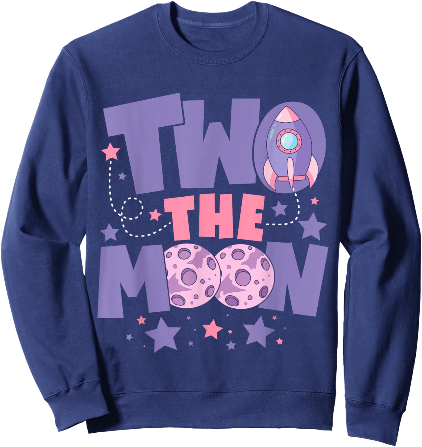 Two The Moon Birthday Outfit Girl 2 Year Old 2nd Birthday Sweatshirt - Sweatshirt | Navy