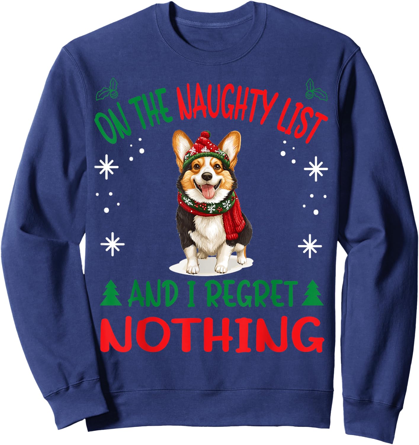 Cute Cardigan Welsh Corgi Dog Christmas On The Naughty List Women Sweatshirt - Sweatshirt | Navy
