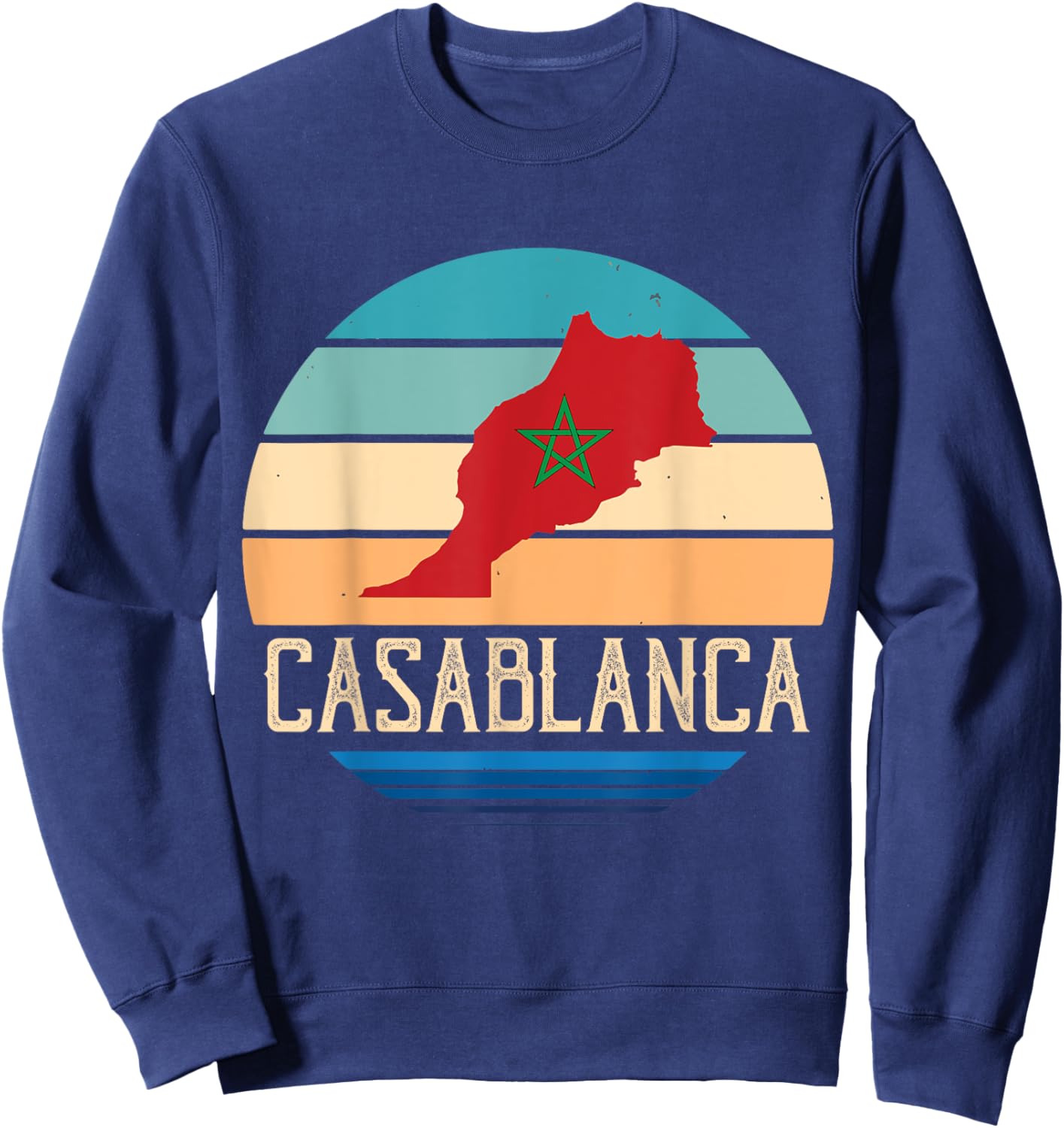Casablanca Map Morocco Africa Port City Moroccan Homeland Sweatshirt - Sweatshirt | Navy