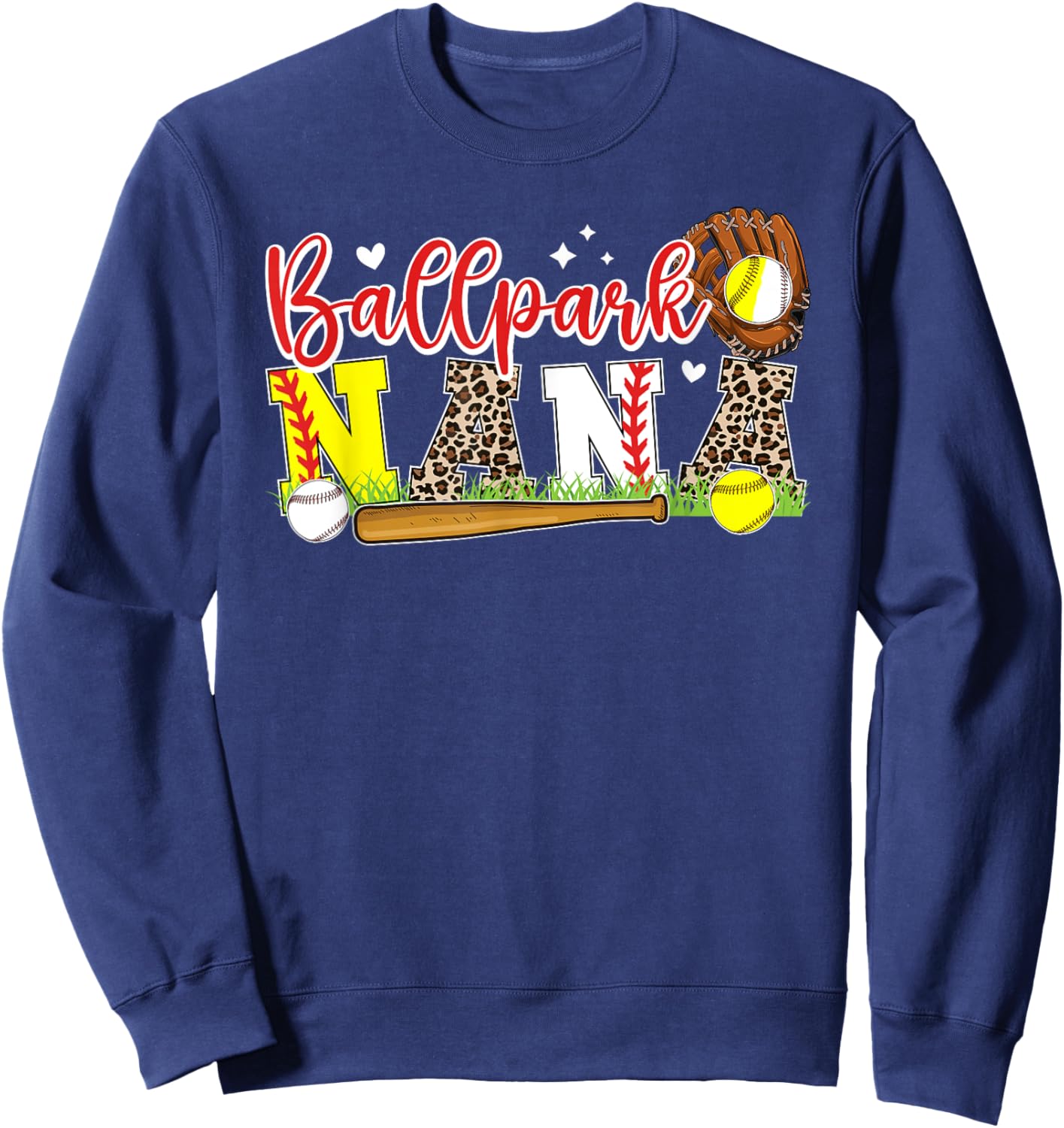 Ballpark Nana Softball Baseball Nana Of Ballers Sweatshirt - Sweatshirt | Navy