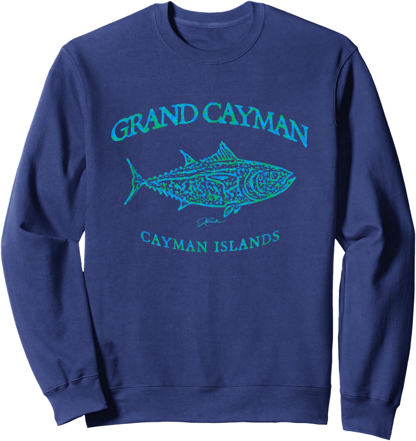 JCombs: Grand Cayman, Cayman Islands, Bluefin Tuna Sweatshirt - Sweatshirt | Navy