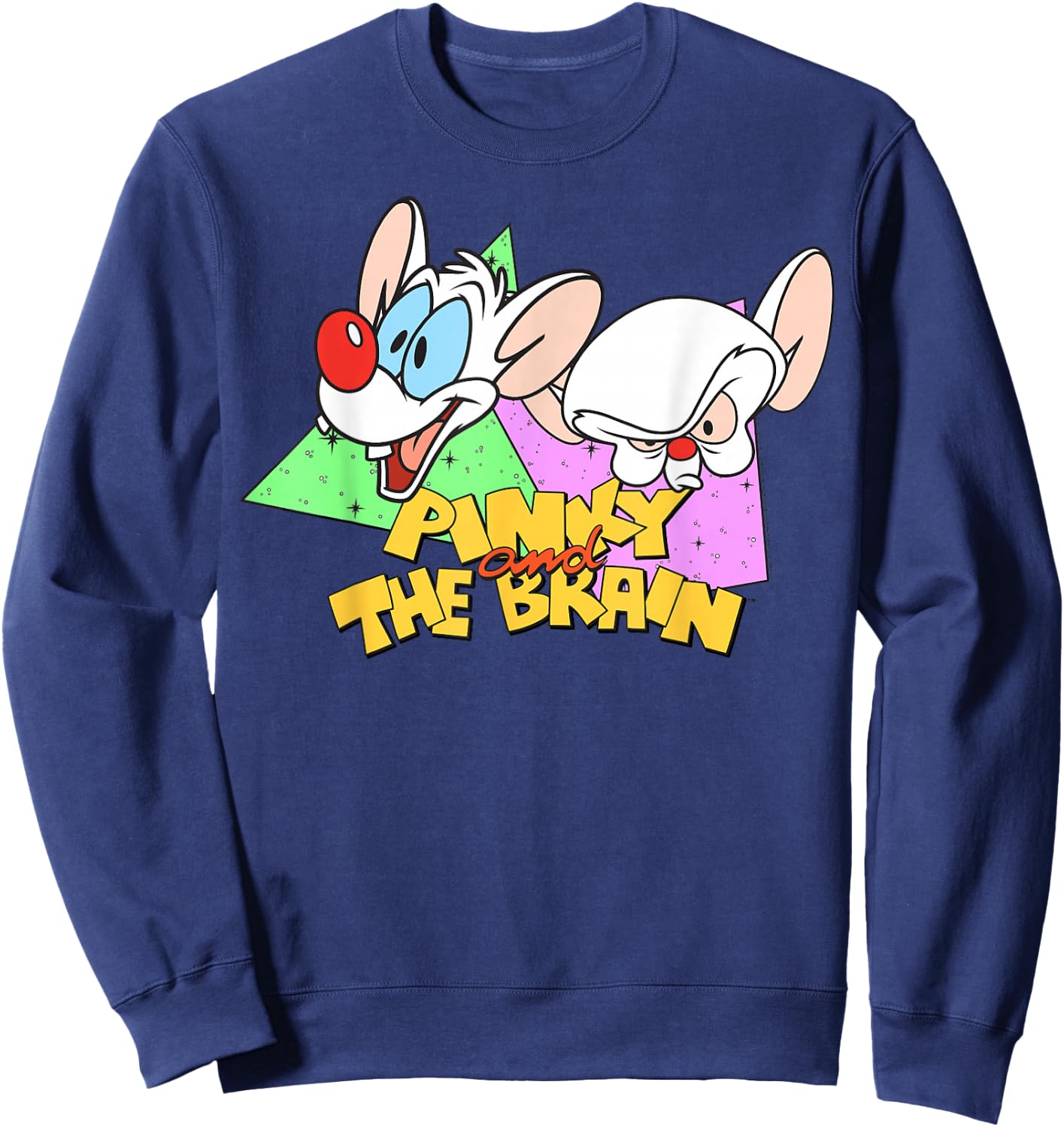 Pinky and The Brain Retro Portrait Logo Small Sweatshirt - Sweatshirt | Navy
