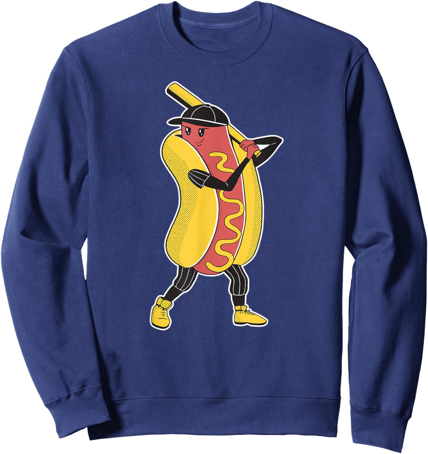 Comic Hot Dog Playing Baseball Women Children Sweatshirt - Sweatshirt | Navy