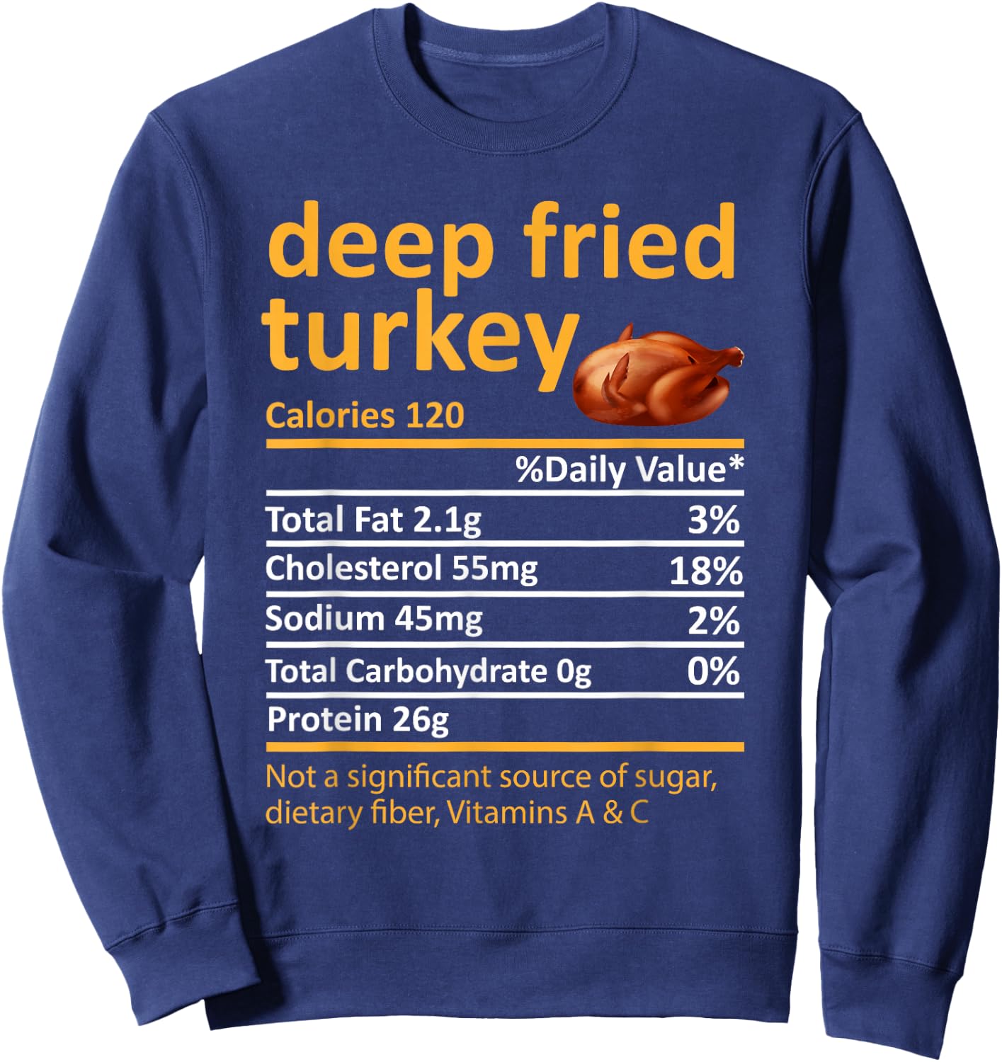 Deep Fried Turkey Nutrition Food Facts Thanksgiving Costume Sweatshirt - Sweatshirt | Navy