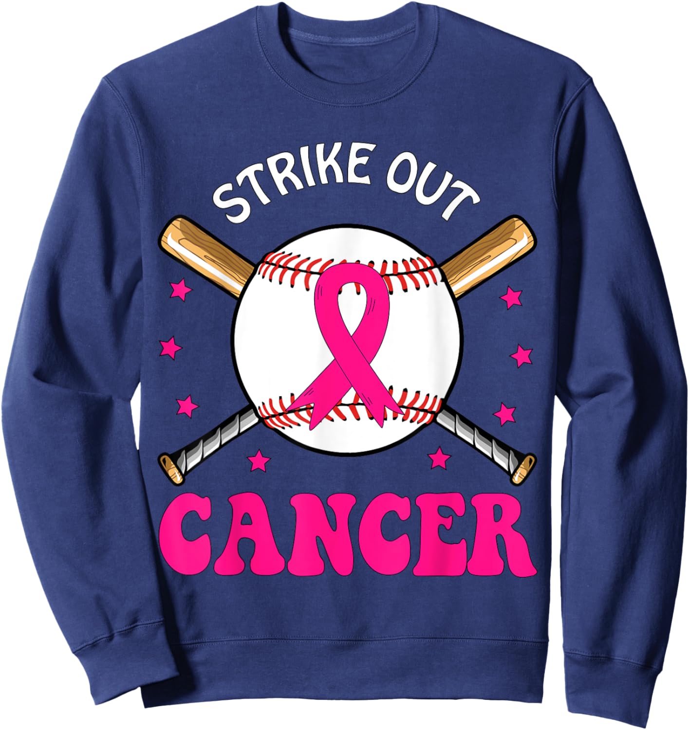 Strike Out Breast Cancer Baseball Pink Ribbon Sweatshirt - Sweatshirt | Navy