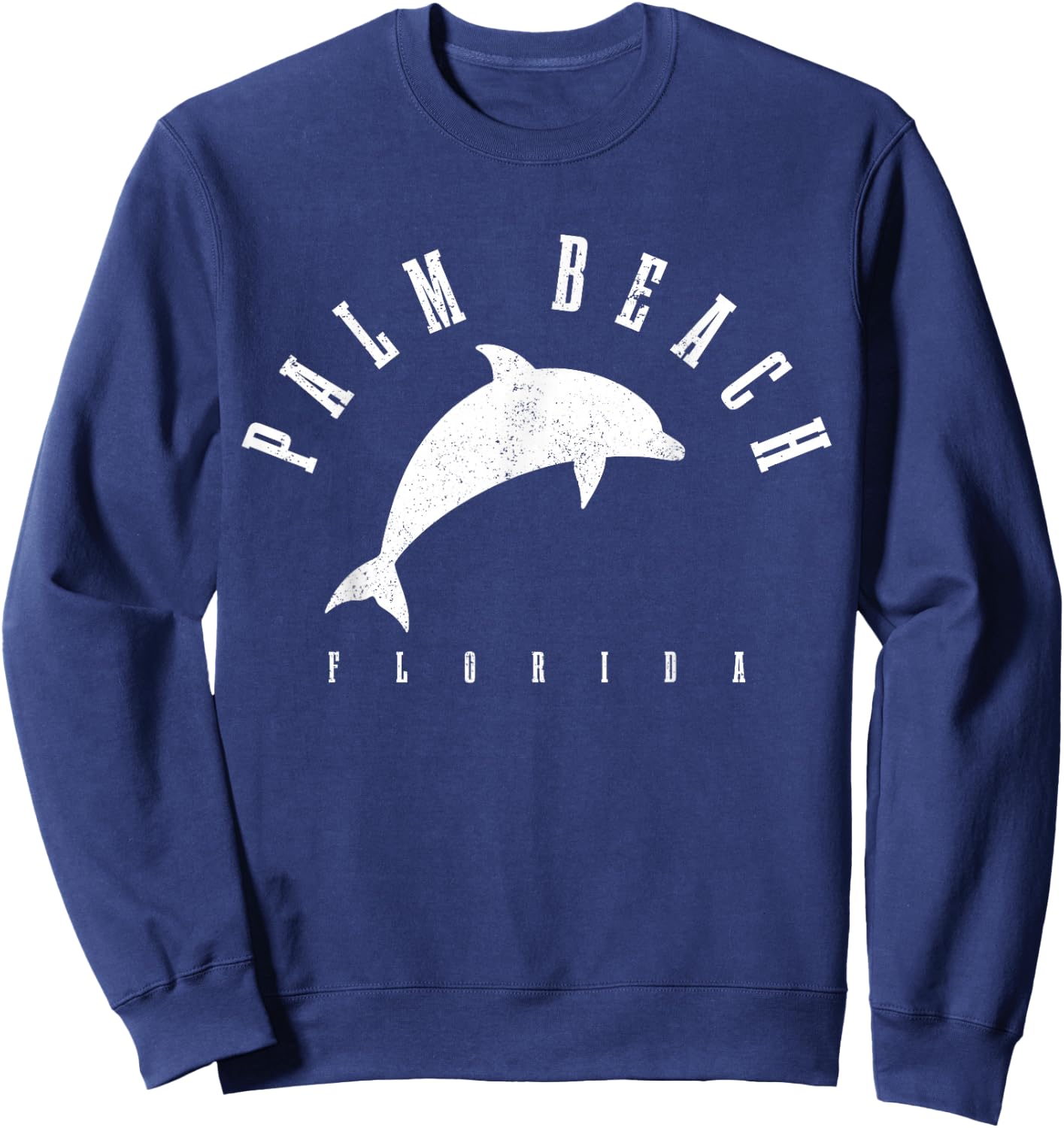 Palm Beach Florida FL Vintage Dolphin Vacation Sweatshirt - Sweatshirt | Navy