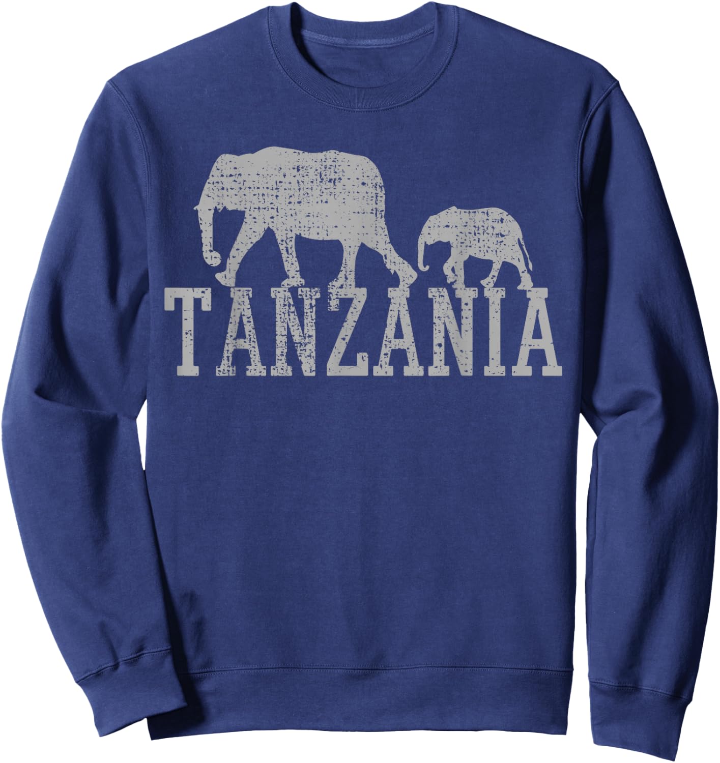 Elephant Family Baby Dad Africa Tanzania Vintage Sweatshirt - Sweatshirt | Navy