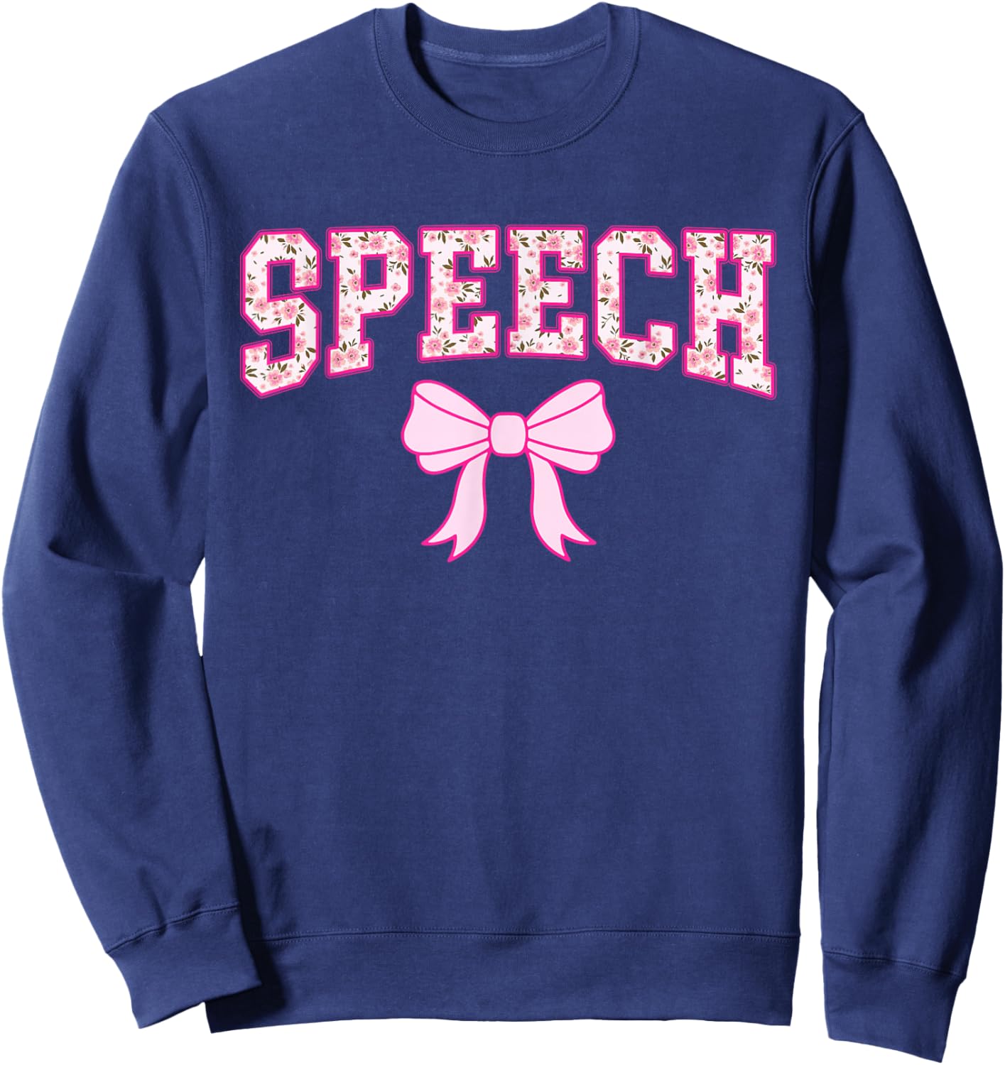 Coquette Bow Speech Language Pathologist SLP Aesthetic Bow Sweatshirt - Sweatshirt | Navy