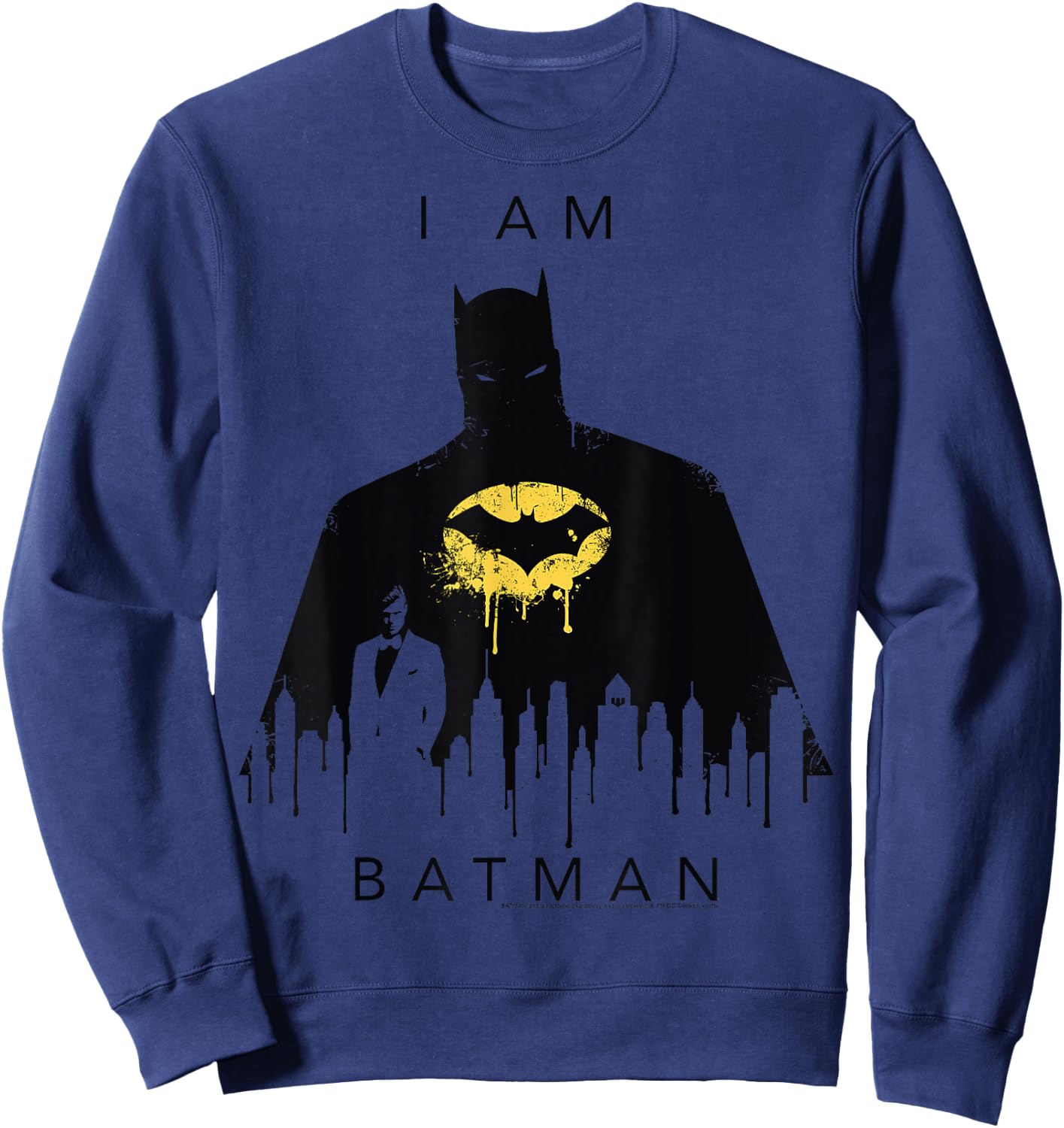 DC Comics I Am Batman Skyline Poster Sweatshirt - Sweatshirt | Navy