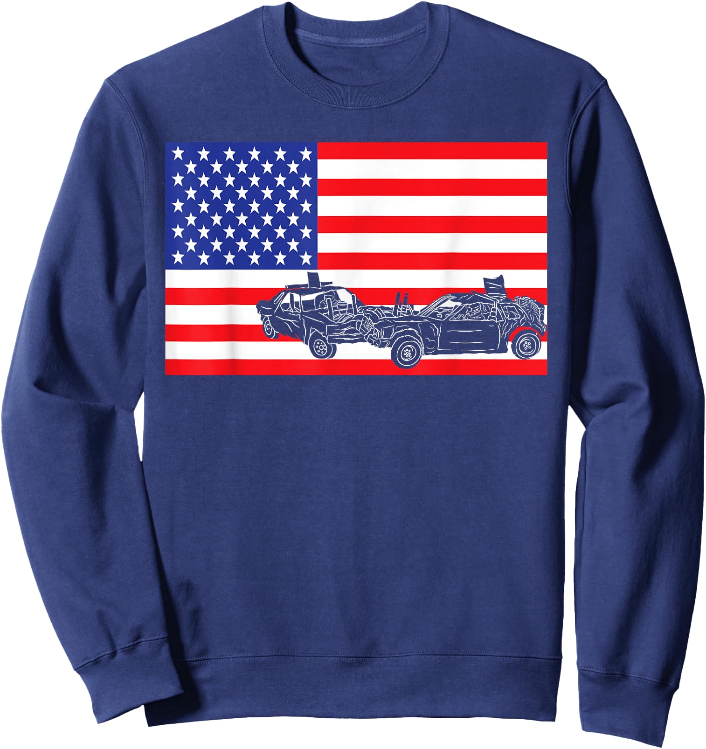 Demolition Derby USA American Flag Car Racer 4th Of July Kids Men Sweatshirt - Sweatshirt | Navy