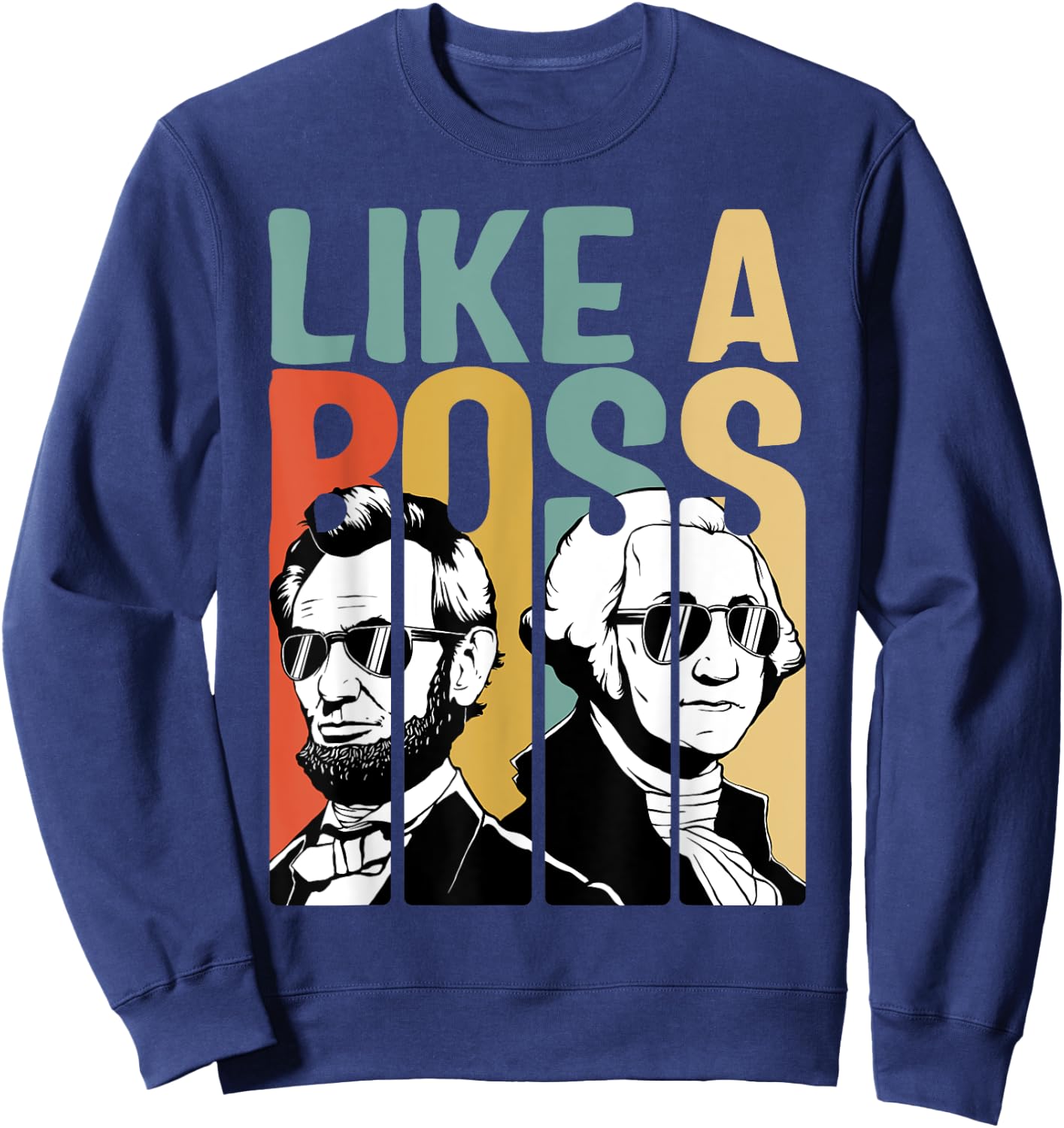 American History Co. Presidents Day Washington Lincoln Abe George - Black, , Short Sleeve, Classic Fit, Small Sweatshirt - Sweatshirt | Navy