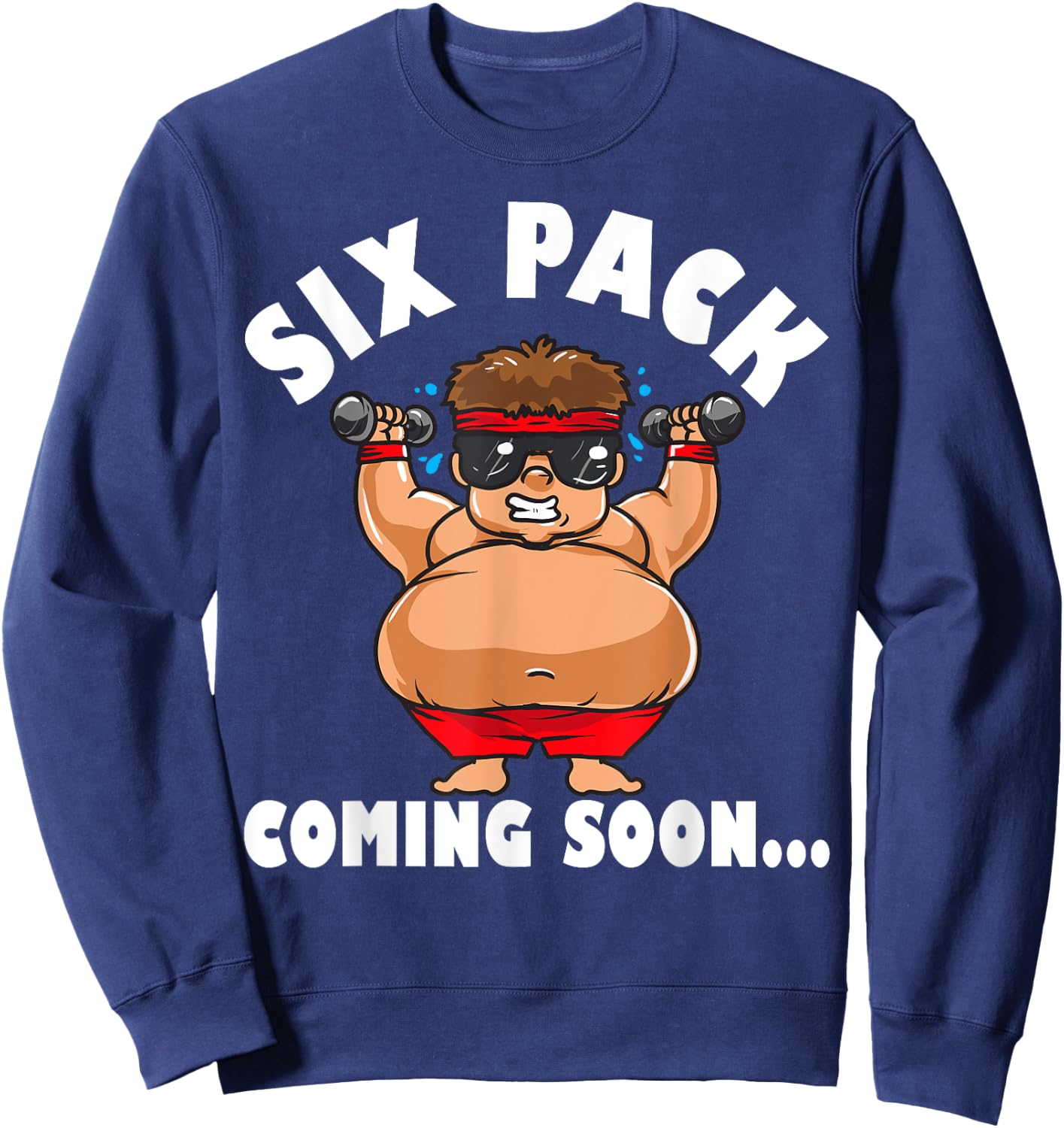 Men Funny Gym Six Pack Coming Soon - Cartoon design Sweatshirt - Sweatshirt | Navy