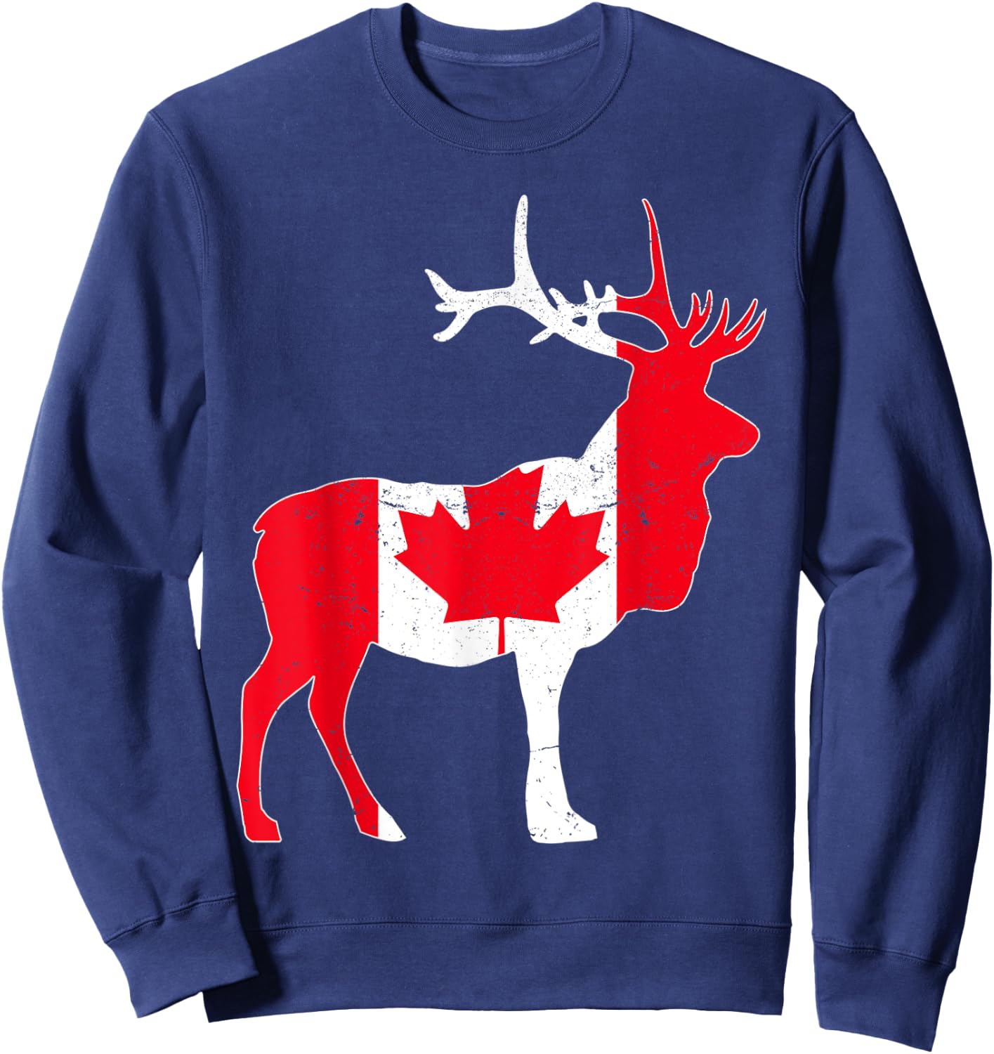 Moose Canada Shirt Elk Proud Canadian Citizen Flag Gift Sweatshirt - Sweatshirt | Navy