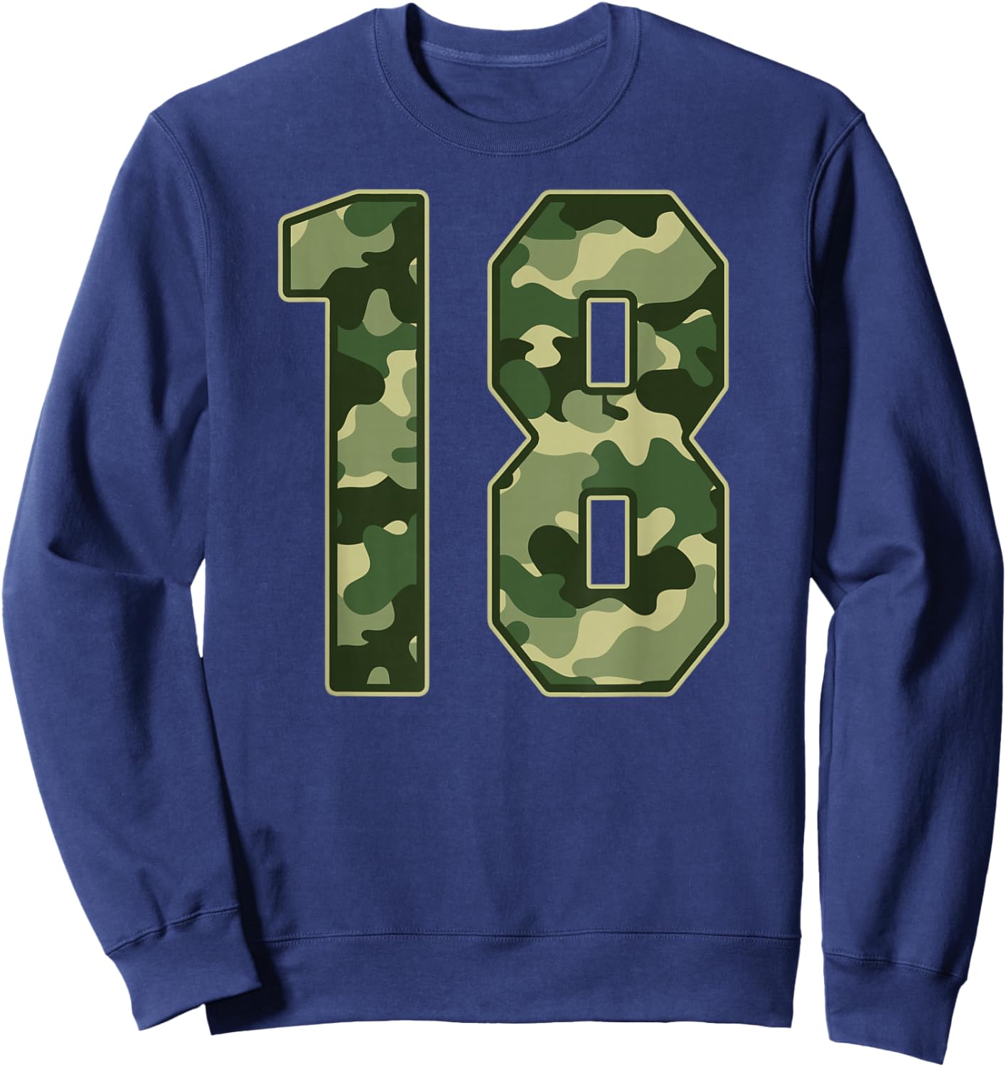Camo #18 Jersey Number 18 Uniform Fan Favorite Player Sweatshirt - Sweatshirt | Navy