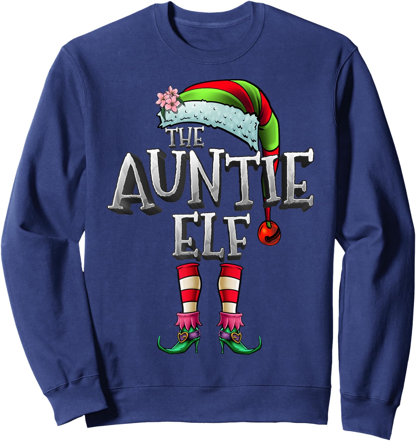 The Auntie Elf Shirt Matching Family Christmas Auntie Elf Sweatshirt - Sweatshirt | Navy