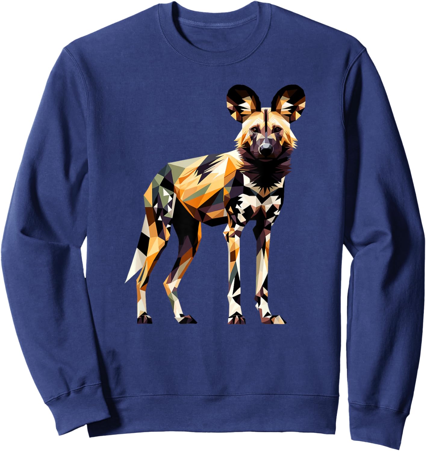 Geometric Art African Wild Dog Painted Dog Sweatshirt - Sweatshirt | Navy