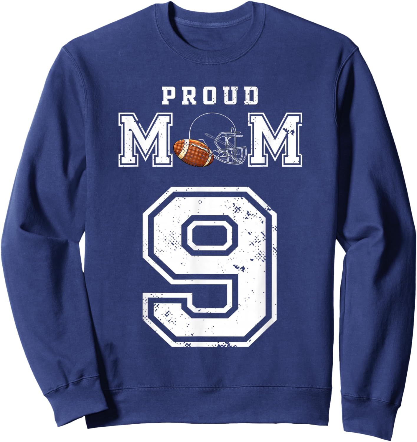 Custom Proud Football Mom Number 9 Personalized Sweatshirt - Sweatshirt | Navy