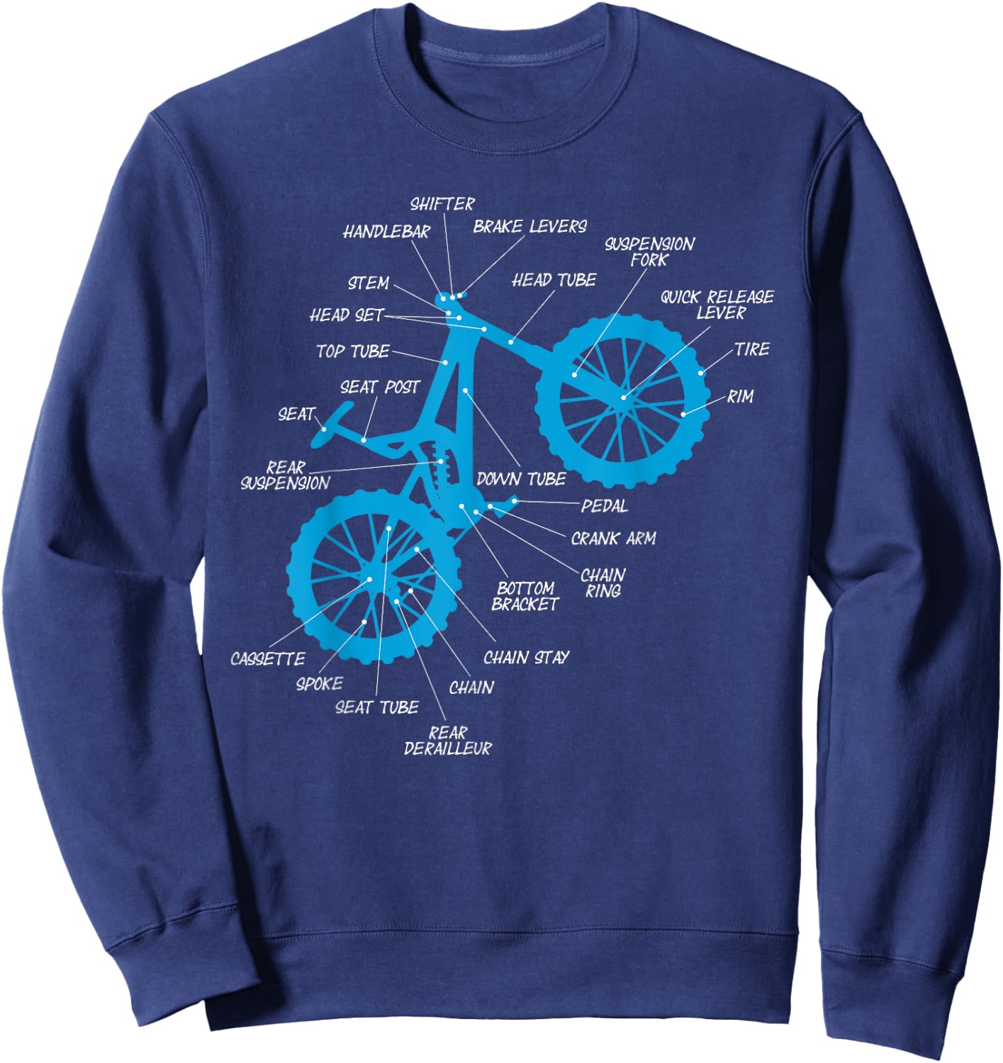 Fully MTB Anatomy - Mountain Bike Parts Cross Cycling Sweatshirt - Sweatshirt | Navy