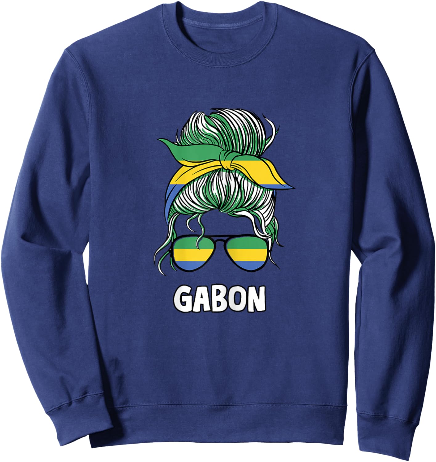 African Flag Gabon Girl , white, Female X-Small Sweatshirt - Sweatshirt | Navy