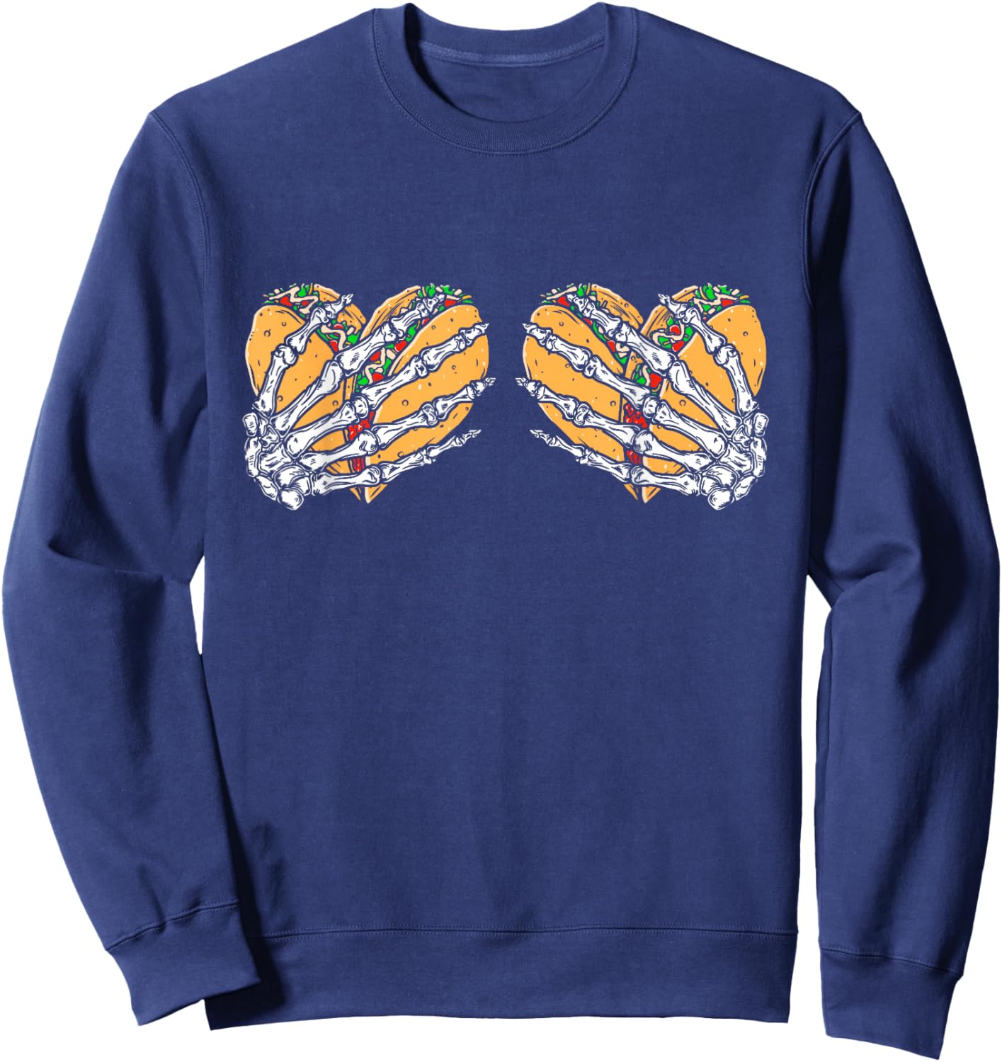 Funny Cinco De Mayo Taco Boobs Skull Hands Sweatshirt - Sweatshirt | Navy