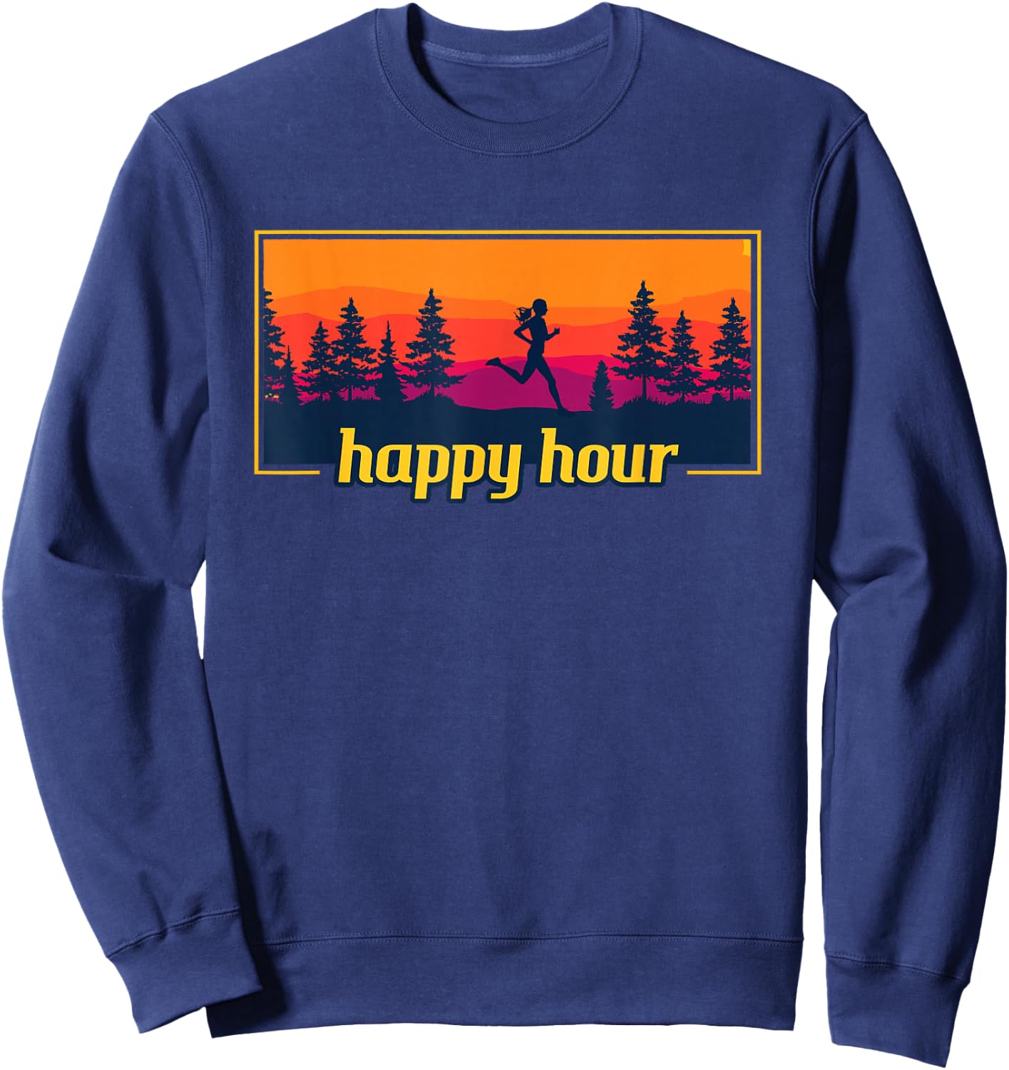 Happy Hour Running Woman Running Runner Sweatshirt - Sweatshirt | Navy