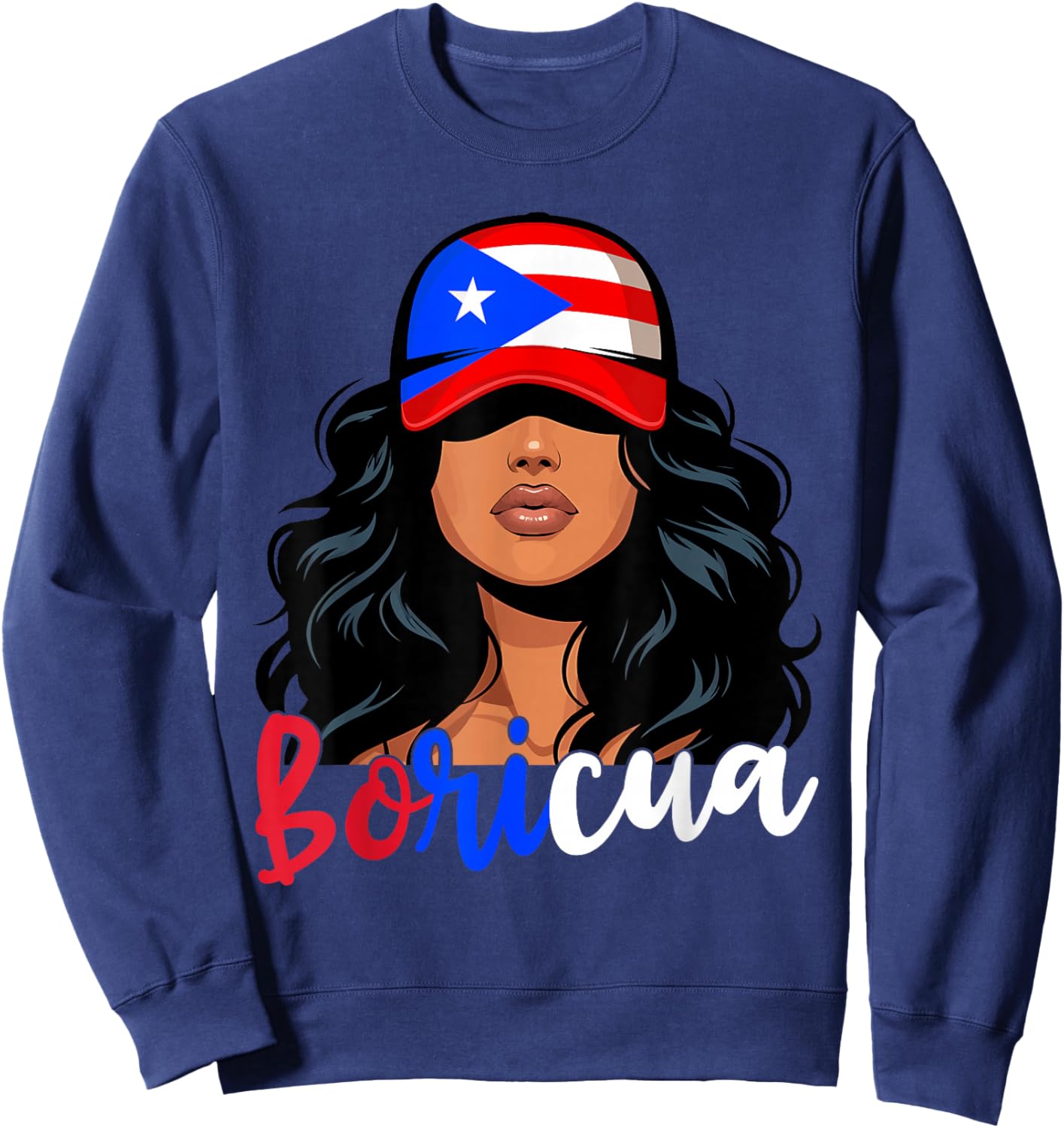 Puerto Rican Girl Puerto Rico Flag Proud Boricua Women Sweatshirt - Sweatshirt | Navy