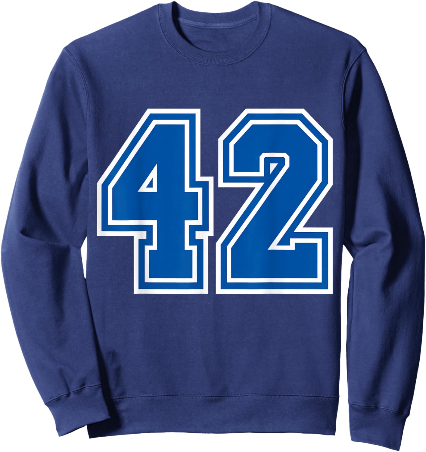 Number #42 Blue Sports Team Varsity Number Sweatshirt - Sweatshirt | Navy