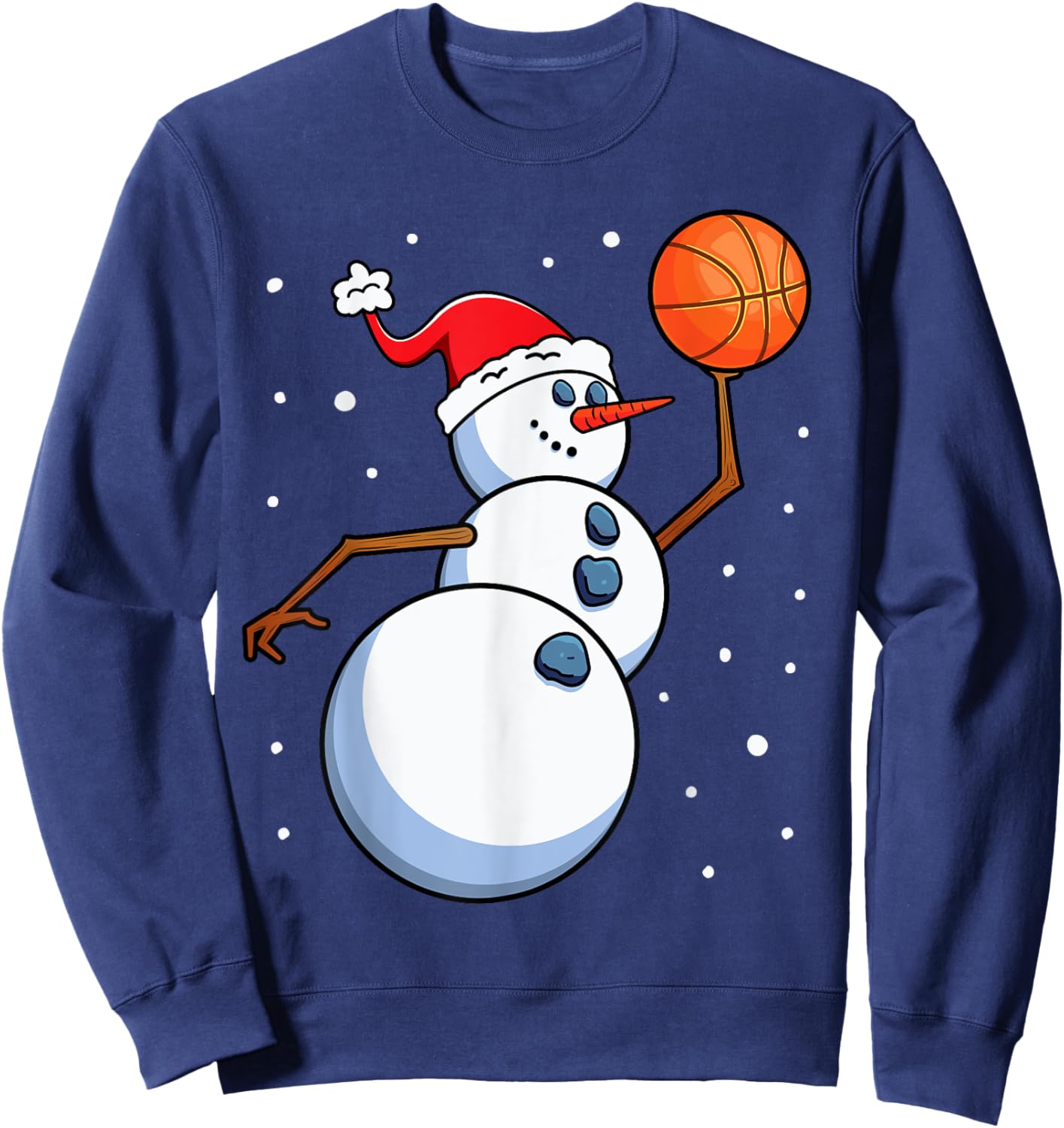 Snowman Basketball Player Santa Hat Men Boys Christmas Xmas Sweatshirt - Sweatshirt | Navy