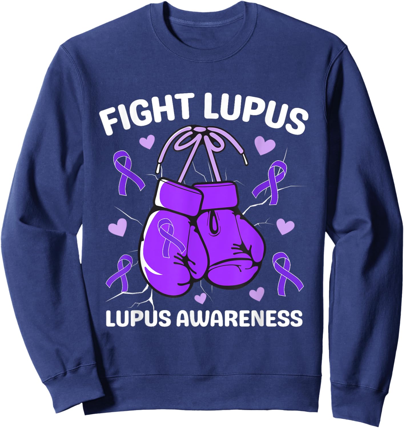 Fight Lupus Purple Awareness Ribbon Lupus Fighter Women Men Sweatshirt - Sweatshirt | Navy