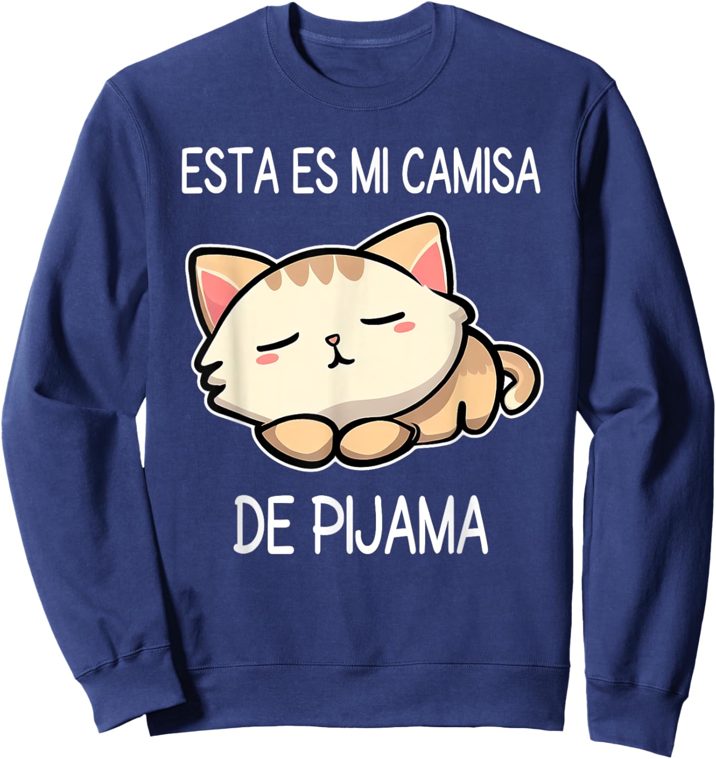 Sleepy Cat Pyjamas Spanish Pijama Cute Sleeping Cat Women Girls Kids Sweatshirt - Sweatshirt | Navy