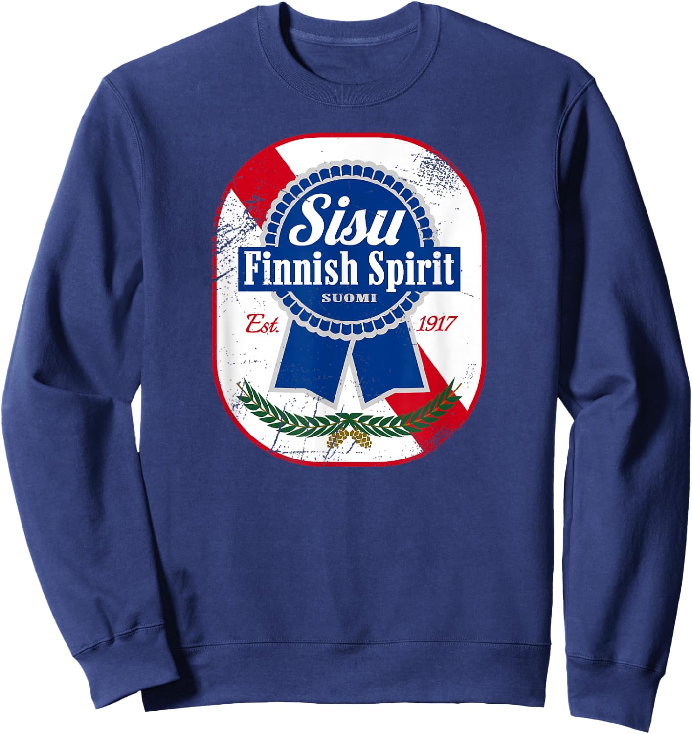 Sisu Finnish Finland Suomi Vintage Classic Retro Beer Label Sweatshirt - Sweatshirt | Navy