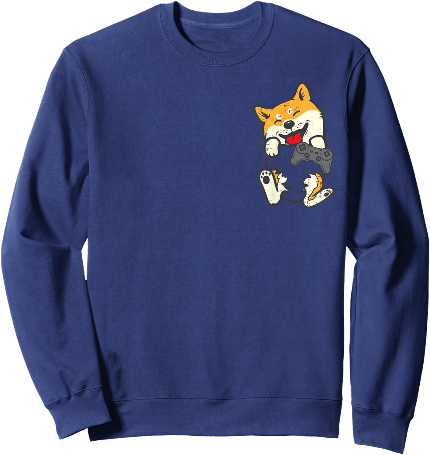 Shiba Inu Dog Gamer Pocket Kawaii Boys Kids Toddler Men Teen Sweatshirt - Sweatshirt | Navy